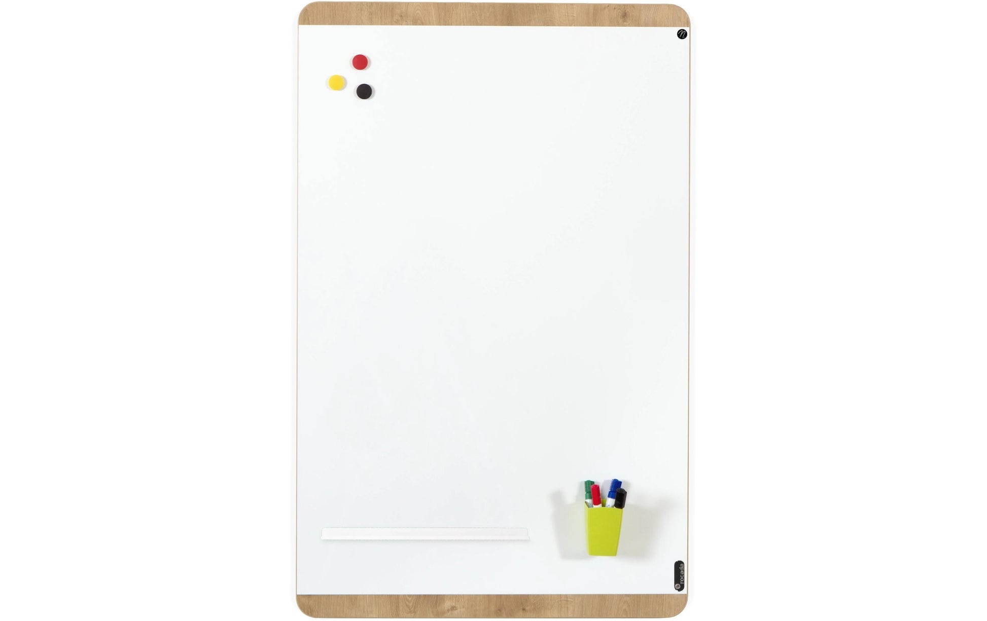 Rocada Whiteboard – 150 × 100 cm, lackierter Stahl, magnetisch, Holzrahmen, Eiche