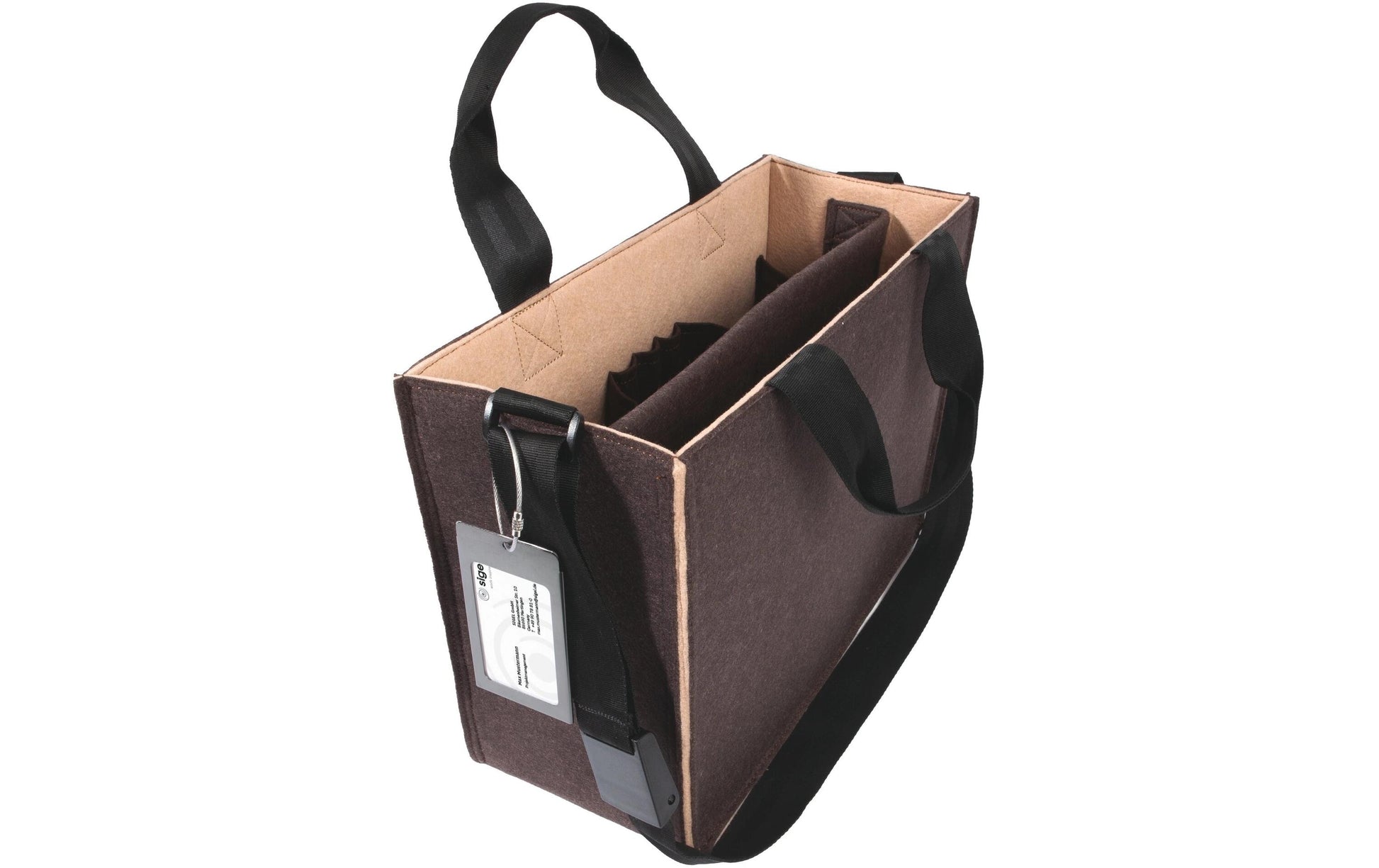 Sigel Tragetasche – 15 l, für Notebooks bis 15,4", rPET, braun/beige, 36 × 28 × 15 cm