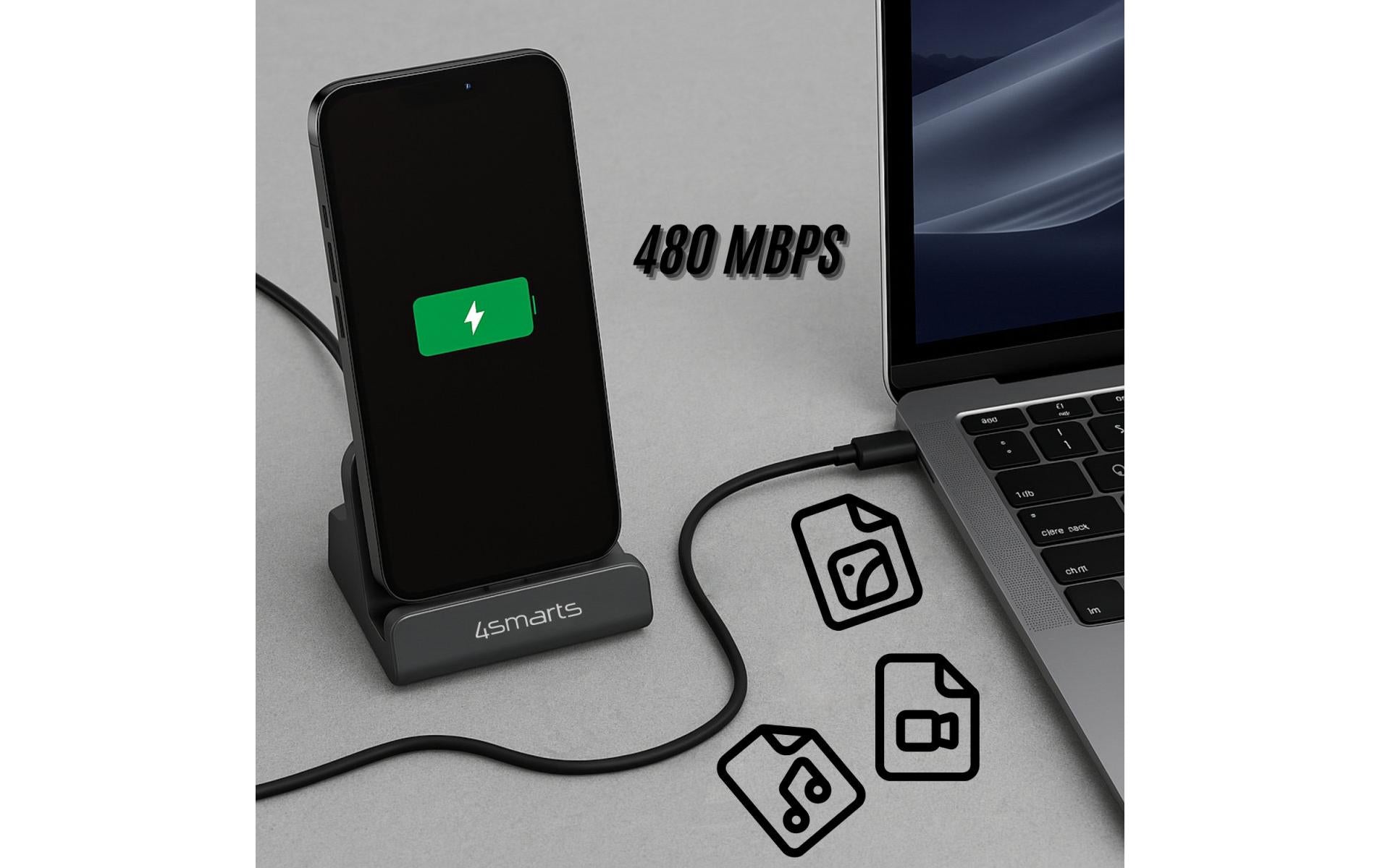 4smarts VoltDock Smartphone-Dock – USB-C – PD 60 W – für Smartphones (Universal) – Schwarz