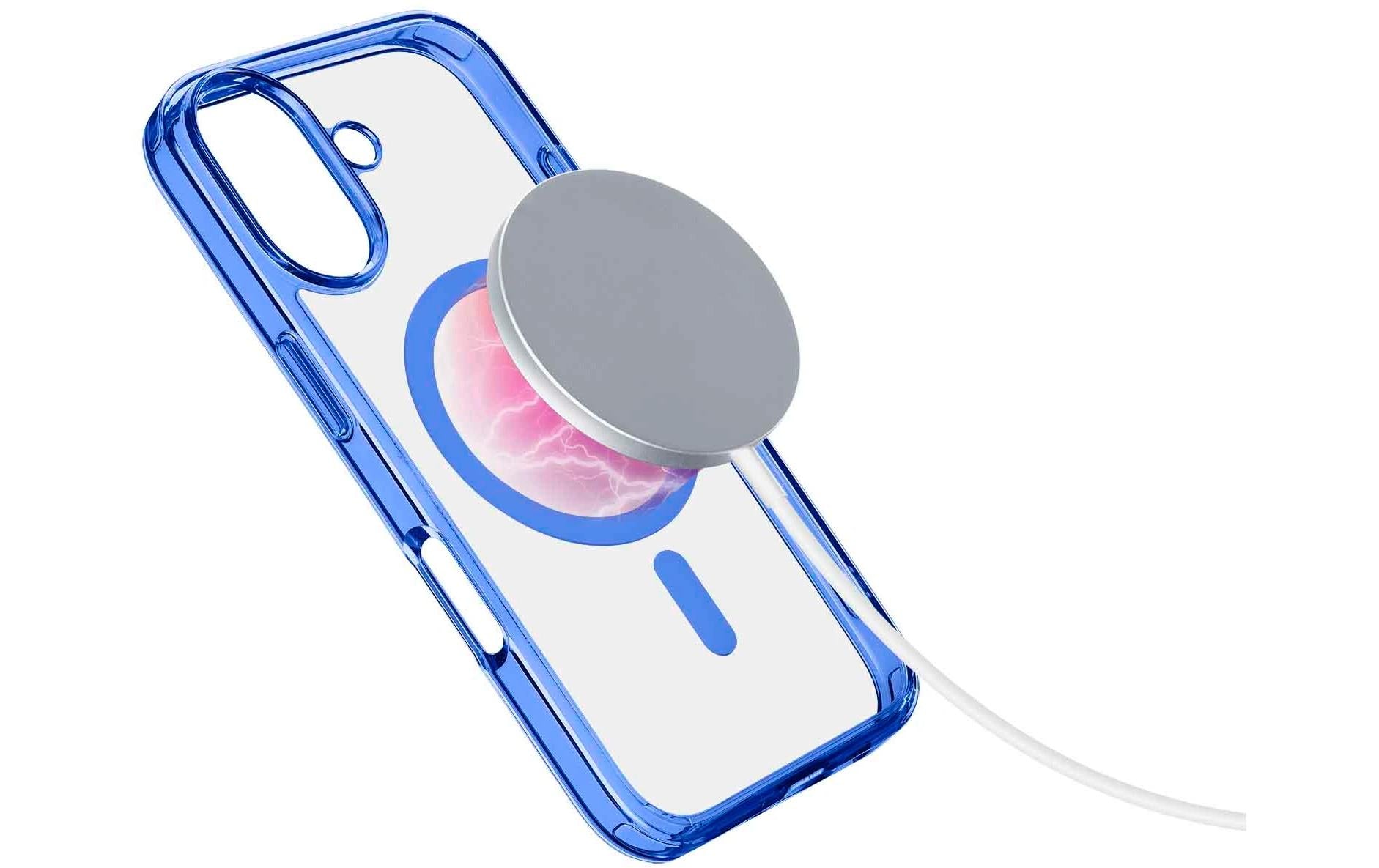 Cellularline Backcover – für Apple iPhone 16 Plus – transparent/blau – MagSafe-kompatibel