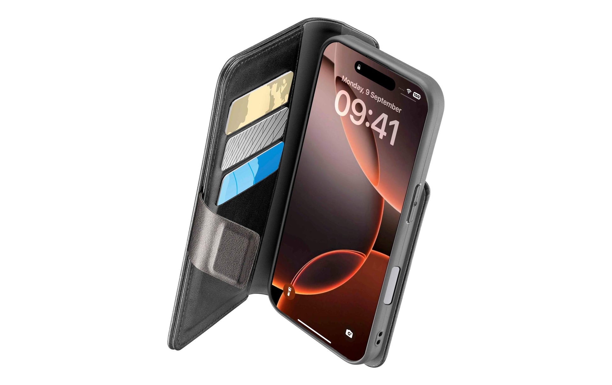 Cellularline Book Agenda 2 Wallethülle – für Apple iPhone 16 Pro Max, PU, Schwarz, Magnetverschluss