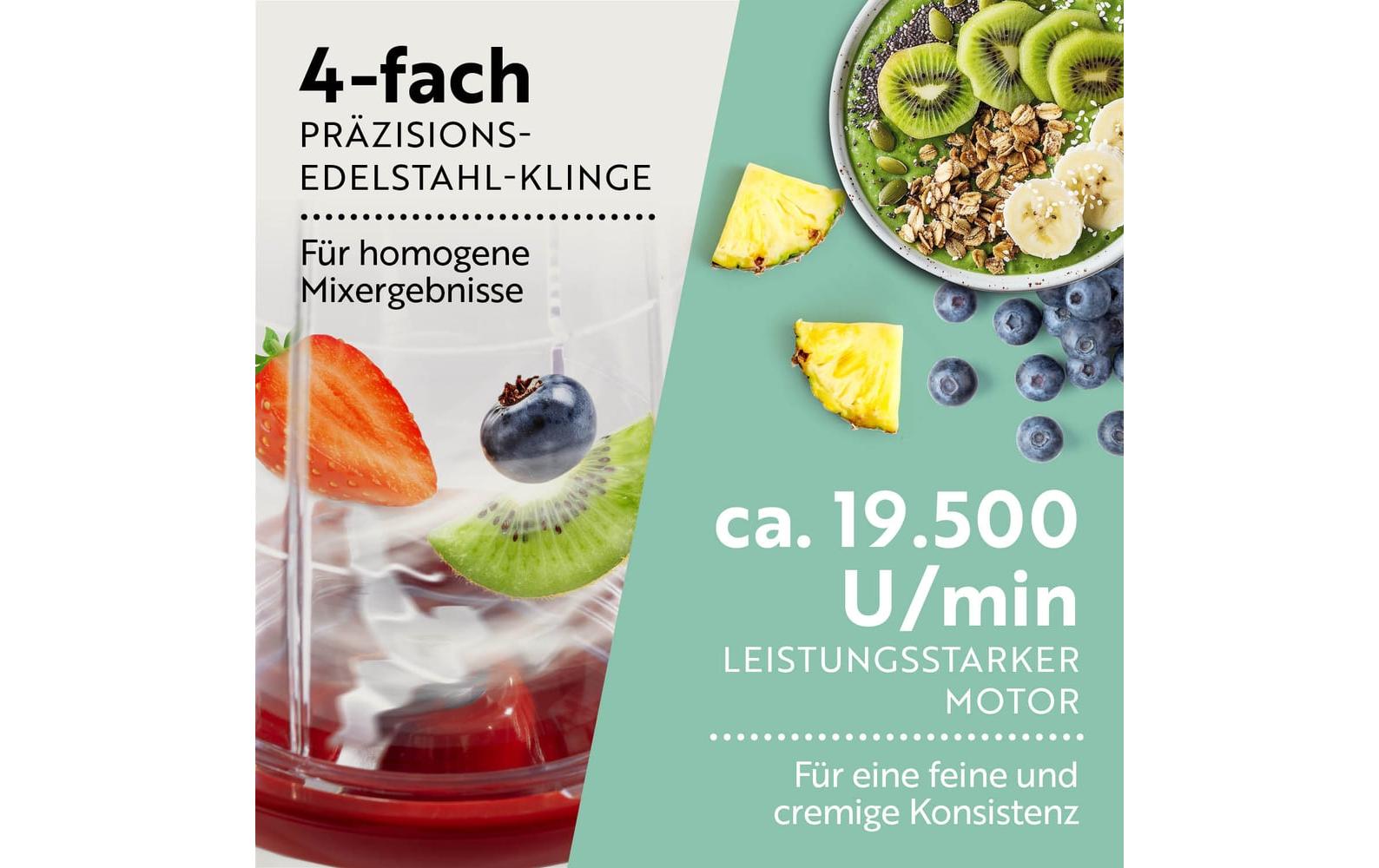 Gourmetmaxx Smoothie-Mixer Mr. Magic – 0,5 l, 250 W, spülmaschinenfest – rot/weiss