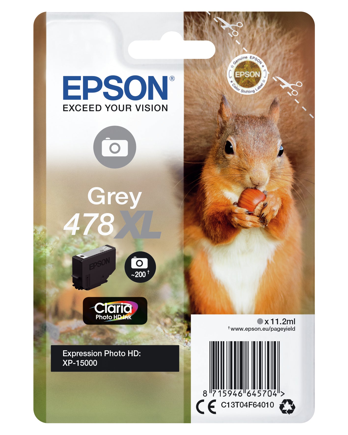 Epson Tintenpatrone, Photo Grau, 11,2 ml – für Tintenstrahldrucker/Multifunktionsgeräte