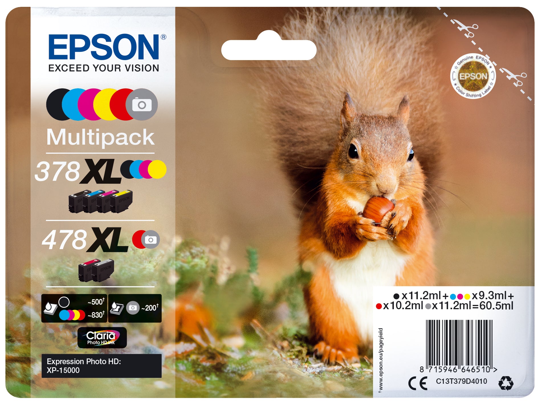 Epson Tintenpatronen-Multipack 478XL (T379D40), XL, original – für XP-15000