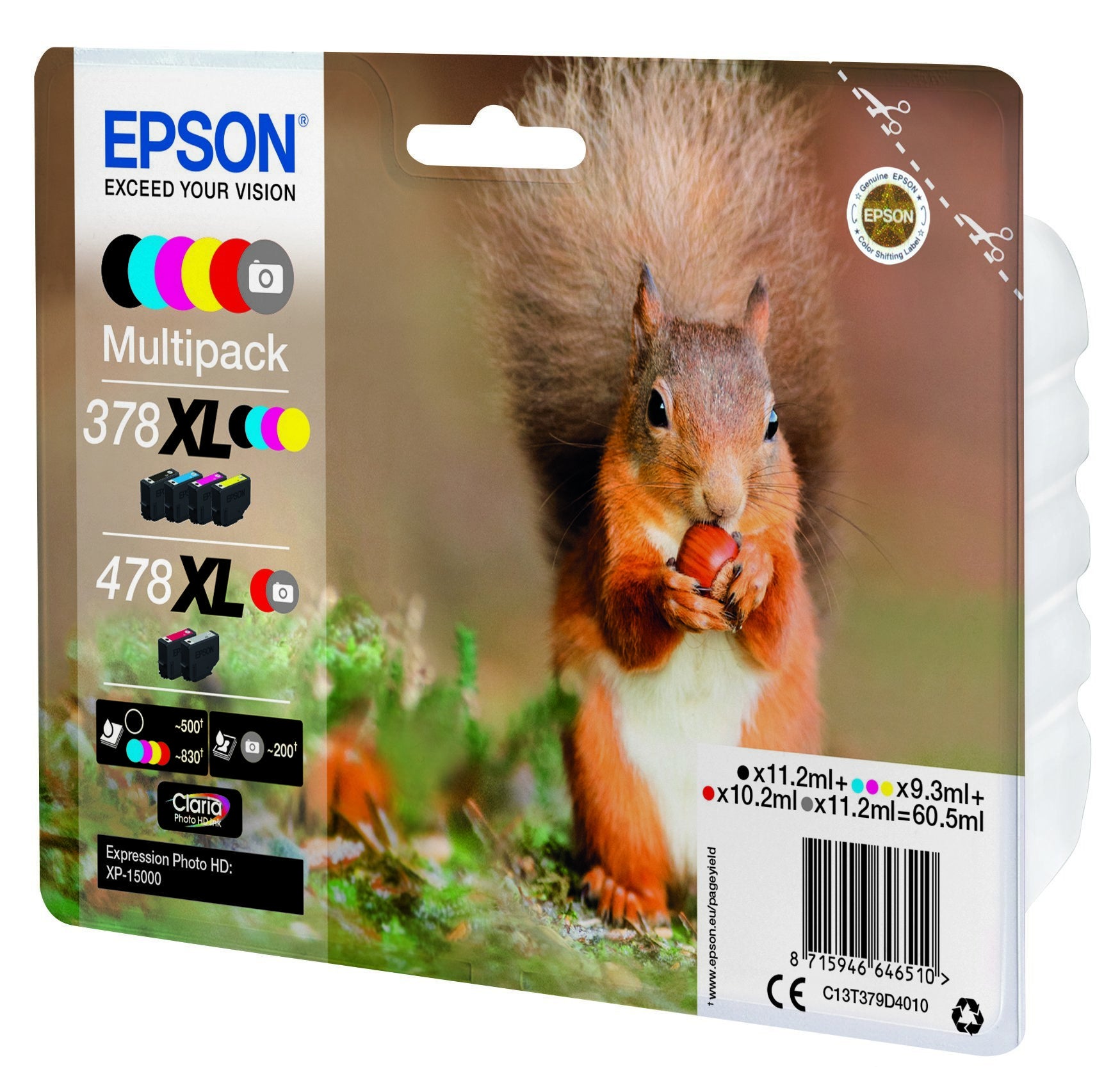 Epson 378XL/478XL Tintenpatronen-Multipack, 6 Farben (Original) – für Epson Expression Photo HD XP-15000