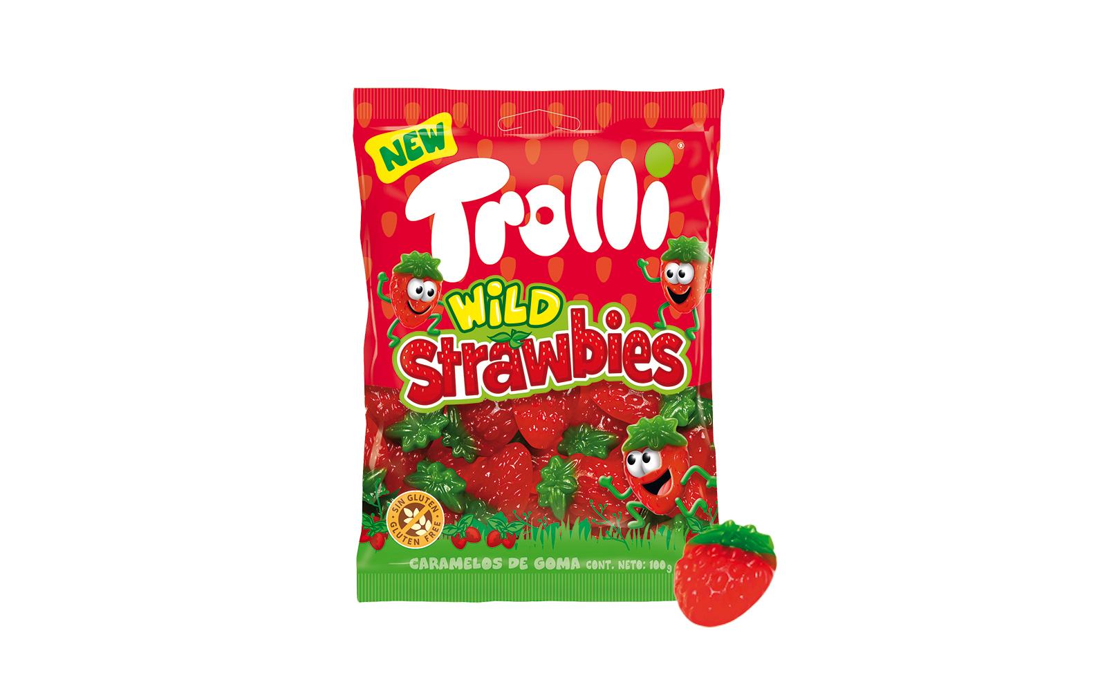 Trolli Wild Strawbies Gummibonbons – Erdbeere, glutenfrei – 100 g