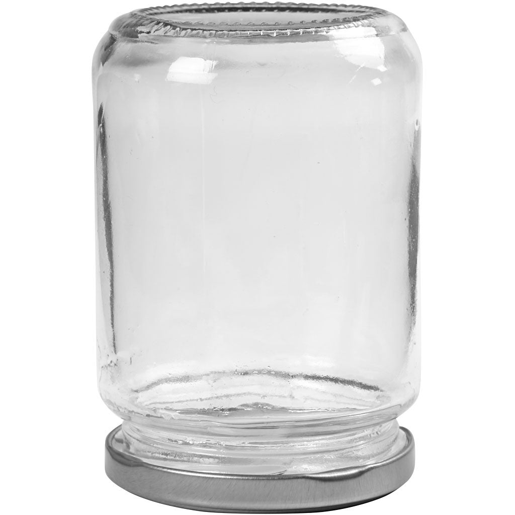 Creativ Company Glasbehälter – 6er Set, 370 ml, Ø 7,5 cm, Glas, Transparent, mit Edelstahl-Deckel