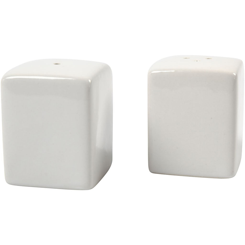 Creativ Company Salz- und Pfefferstreuer-Set – 6er Set, 5,0 × 5,0 × 6,0 cm, Porzellan, Weiss