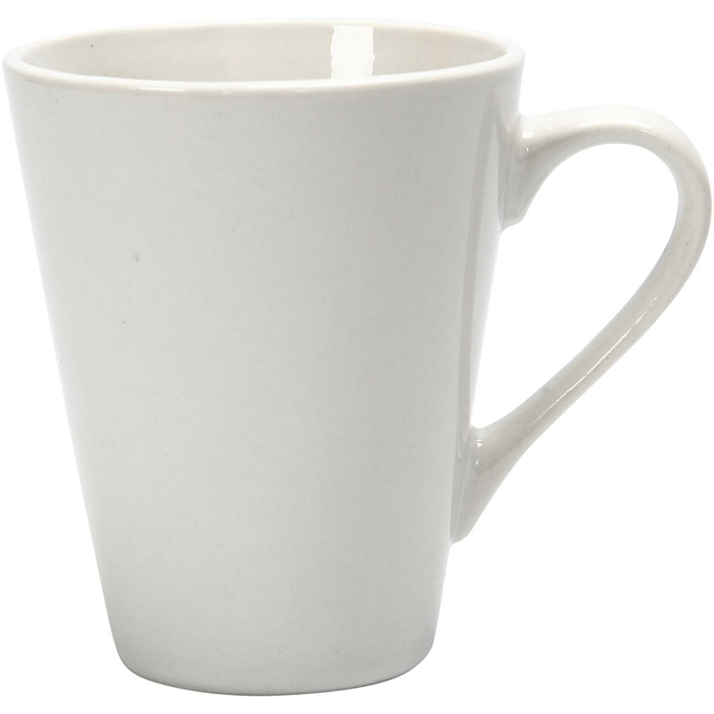 Creativ Company Tasse – Ø 8,0 cm, H 10,0 cm, Porzellan, Weiss, mit Henkel