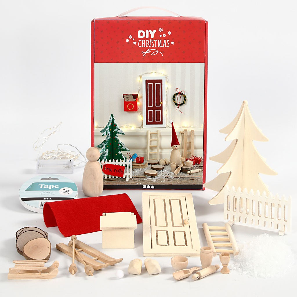 Creativ Company Wichteltür / Elfentür Bausa – Bastelset – Wichtel, Weihnachten – Holz