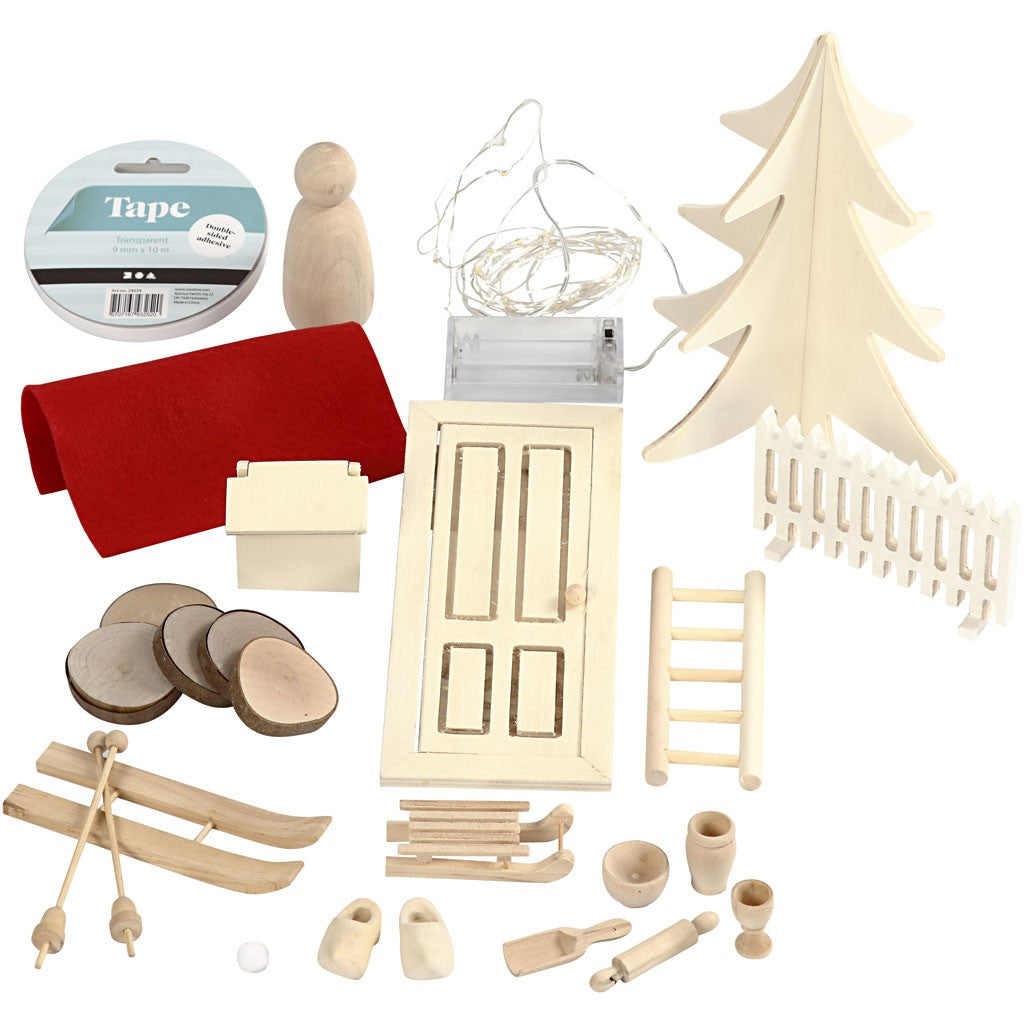 Creativ Company Wichteltür / Elfentür Bausa – Bastelset – Wichtel, Weihnachten – Holz