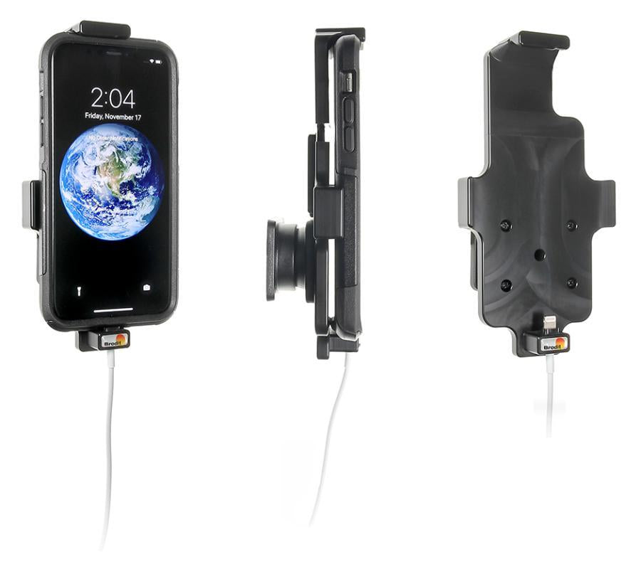 Brodit Auto-Halterung, Kabelhalterung, neigbar – für iPhone X – Schwarz, ABS