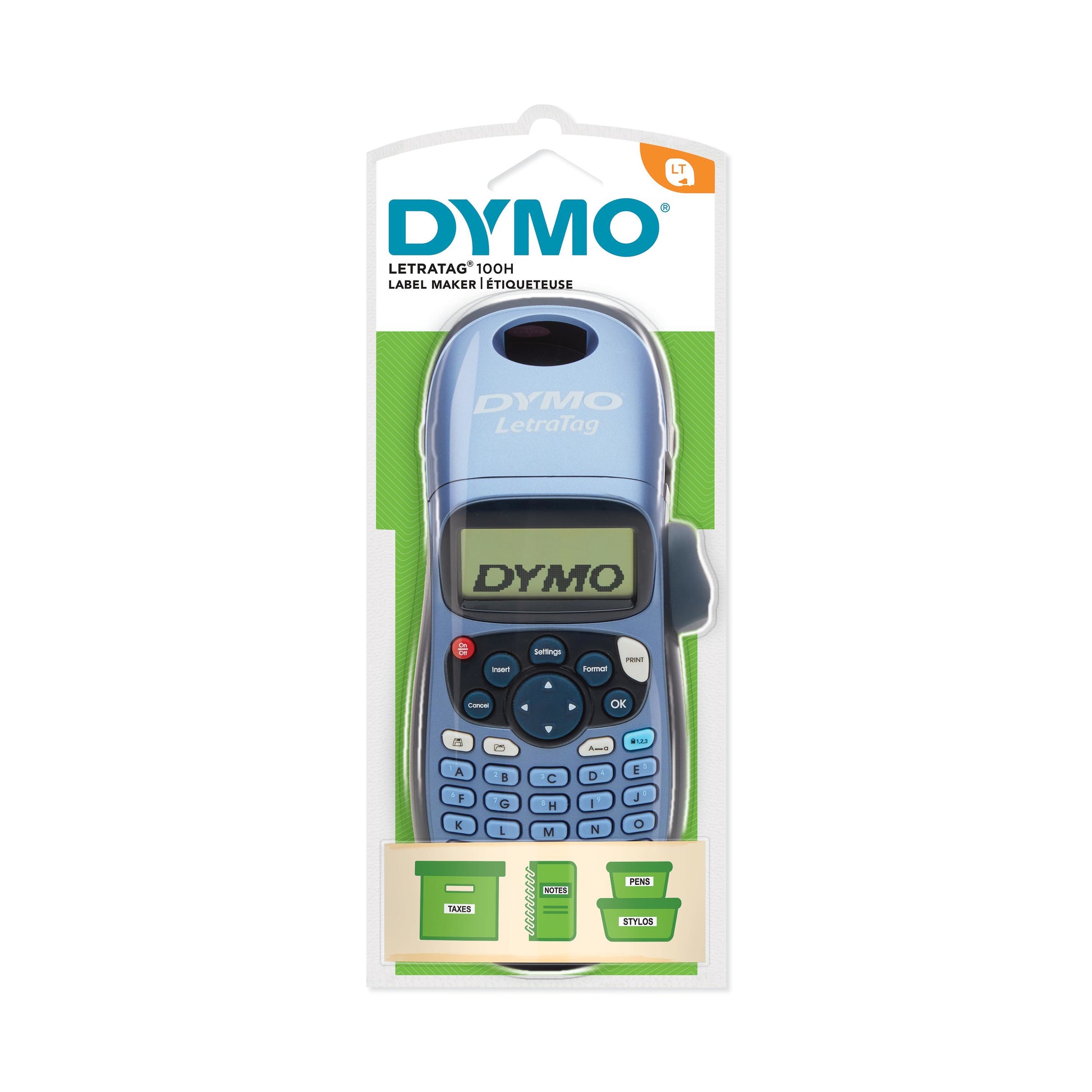 DYMO LetraTag LT-100H – Beschriftungsgerät, für LT-Bänder 12 mm, LCD-Display, batteriebetrieben (4× AA)