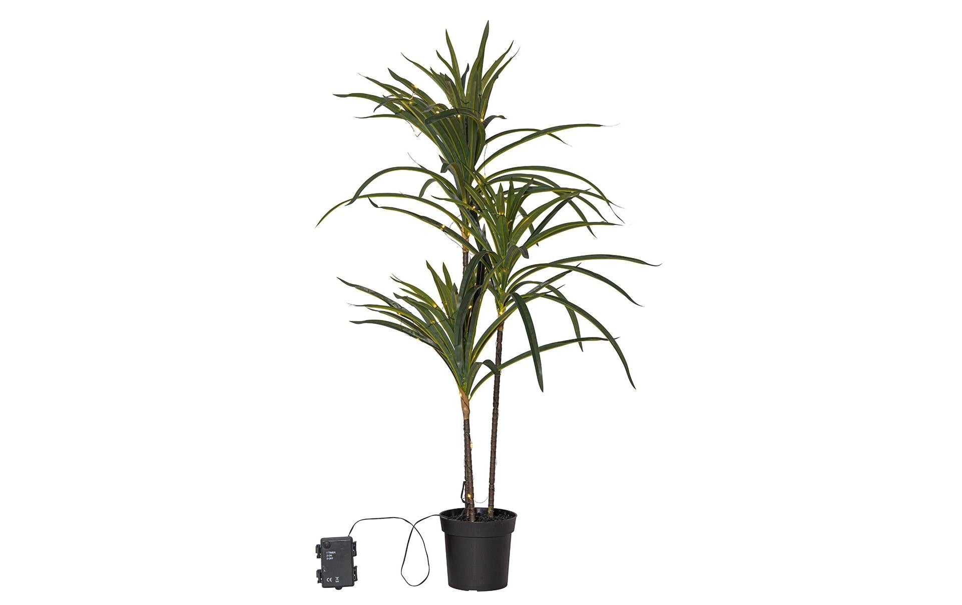 Star Trading Bali Künstliche Pflanze – 90 cm – Kunststoff, Grün, 50 LEDs, Batteriebetrieben