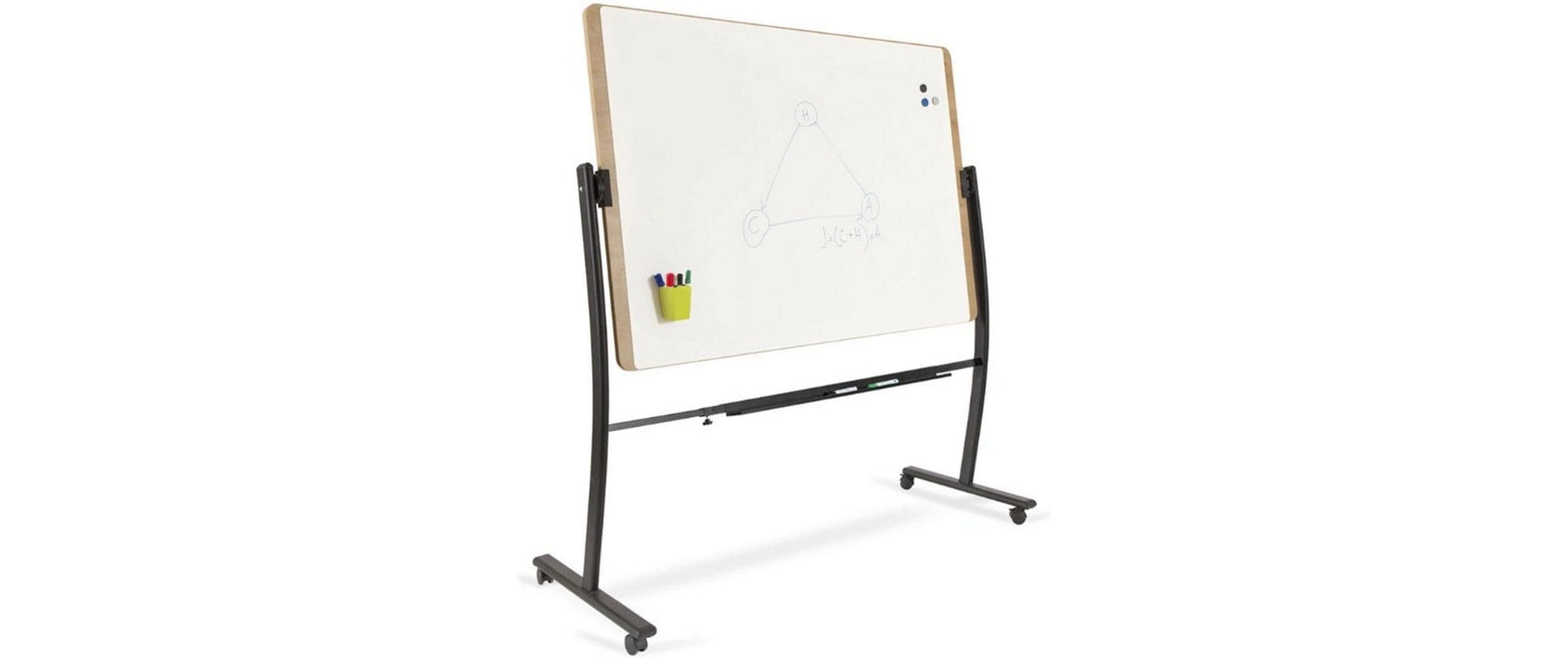 Rocada Whiteboard – 150 × 100 cm, lackierter Stahl, magnetisch, Melaminrahmen, mobil, drehbar