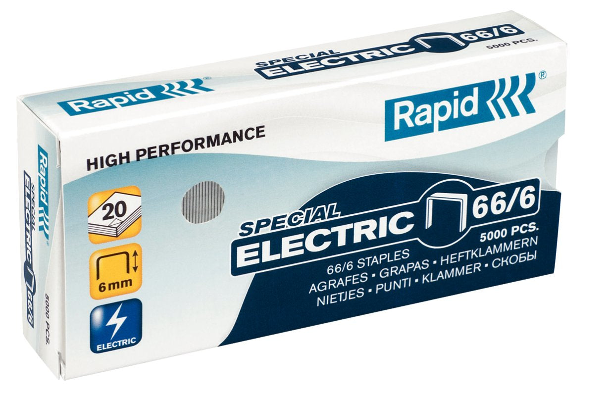 Rapid Heftklammern 66/6 – für Rapid 90EC, 100E, 105E und andere – 6 mm – Metall, silber – 5000 Stück
