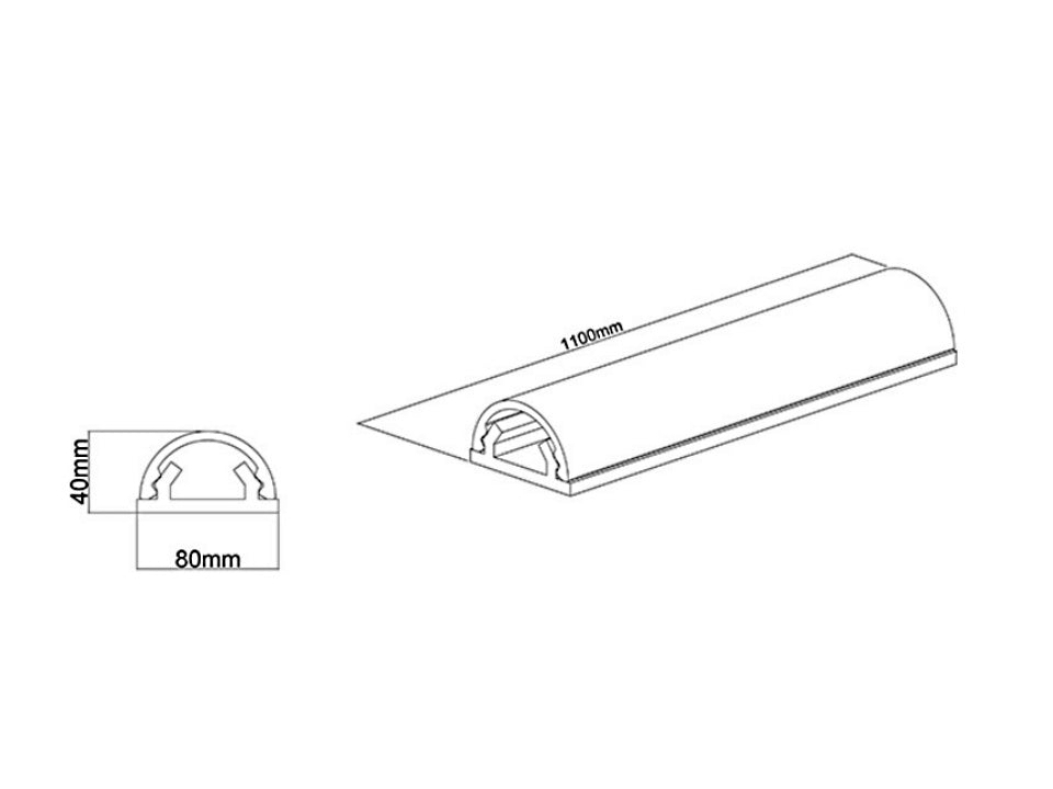 Multibrackets 2131 Kabelbrücke – 1,1 m – Aussen 80 mm – Aluminium – Grau, 1 Stk.