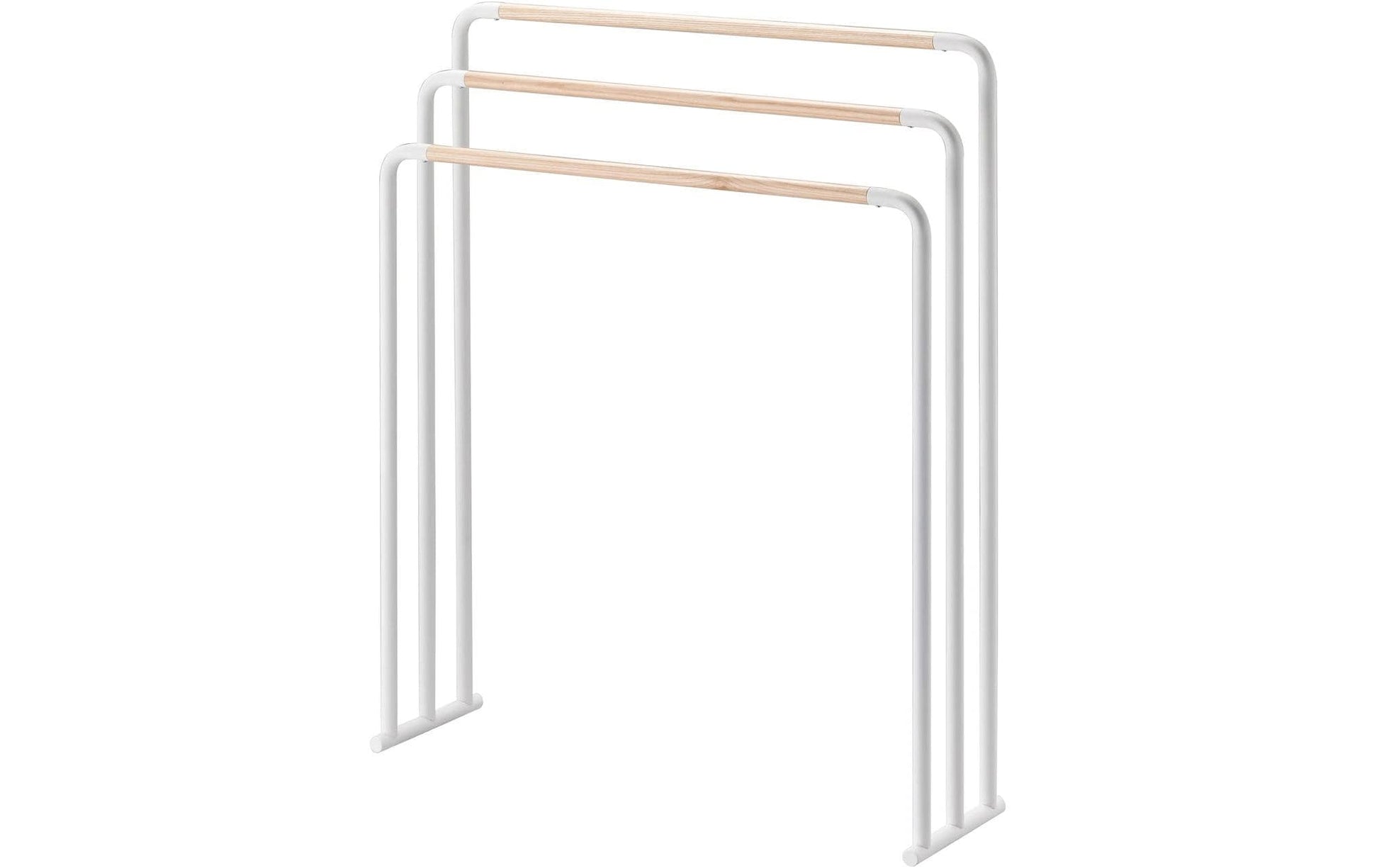 Yamazaki Handtuchständer – 70×19×83 cm, Stahl/Holz, 1 kg, freistehend, Weiss