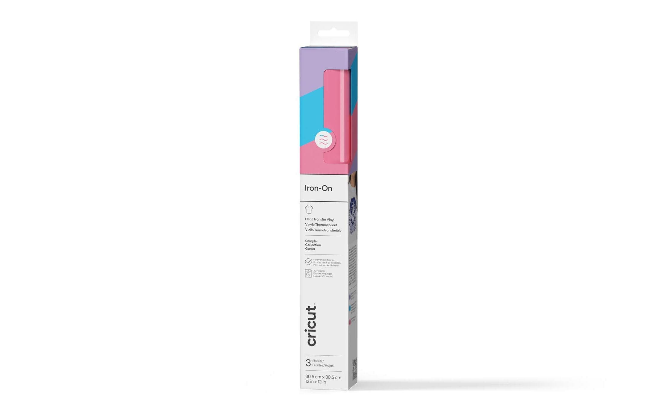 Cricut Aufbügelfolie (HTV), Musterpack Pastell (Rosa, Pink), 30,5 × 30,5 cm, 3 Bögen