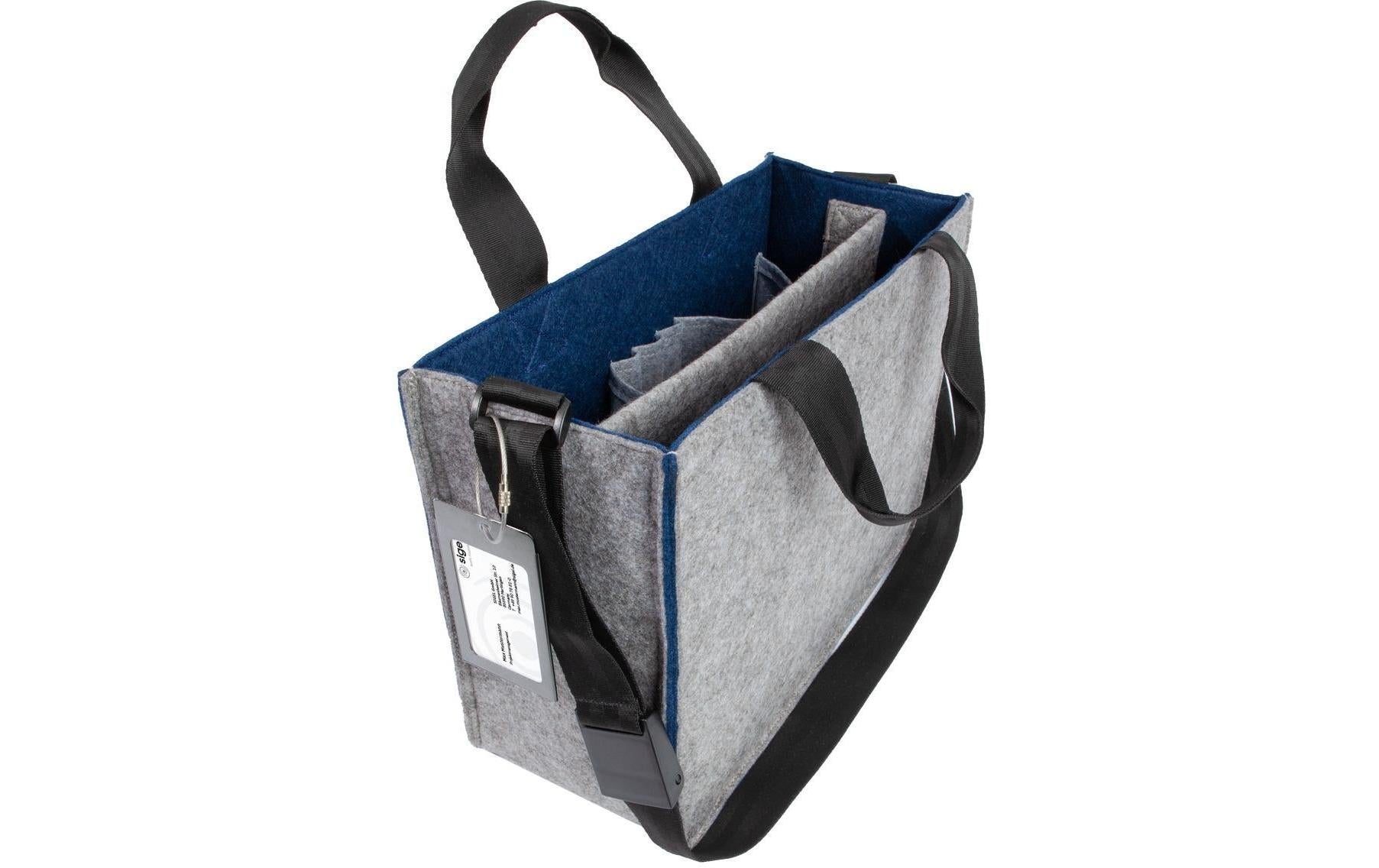Sigel Tragetasche – 15 l, für Notebooks bis 15,4", rPET-Filz, Grau/Blau, 36 × 28 × 15 cm