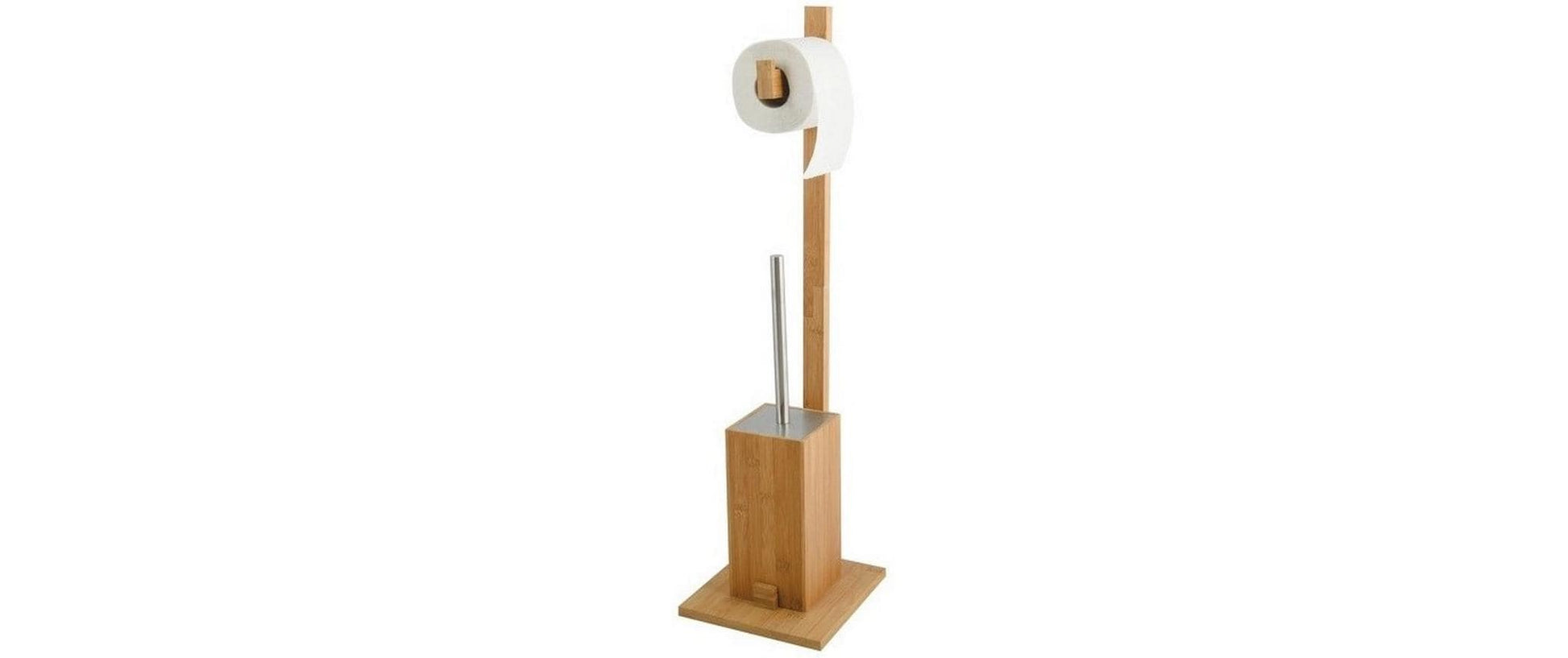 MSV WC-Bürstenset – Bambus, Edelstahl, Braun, mit Deckel, H 70,5 cm