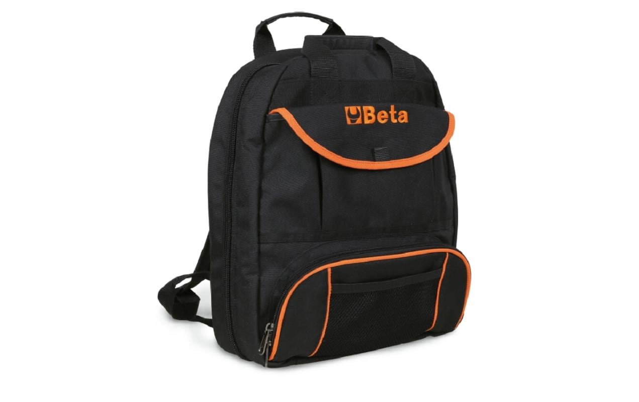 Beta C5S Werkzeugrucksack – leer, mit Schultergurt, schwarz/orange, Polyester, B 310 × H 390 × T 120 mm