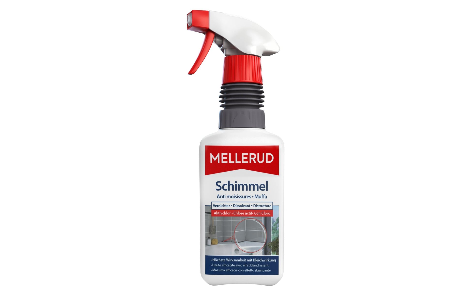 MELLERUD Schimmelvernichter Bad-/Kalkreiniger für Oberflächen – Flüssigkeit, Spraydose – 500 ml