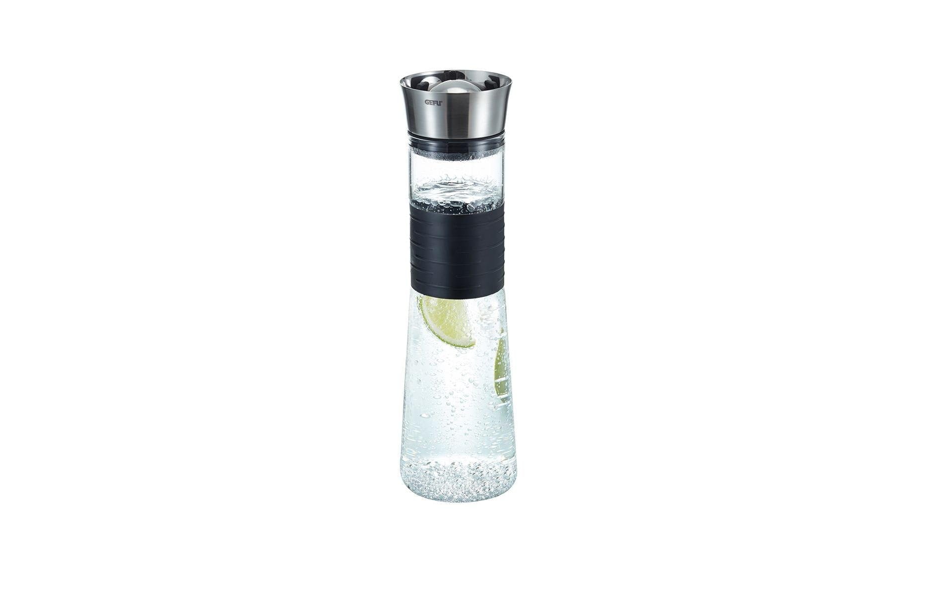 GEFU Karaffe CASCADA – 1 l, Ø 9 cm, H 30,3 cm, Glas, Transparent, mit Deckel, spülmaschinenfest, hitzebeständig
