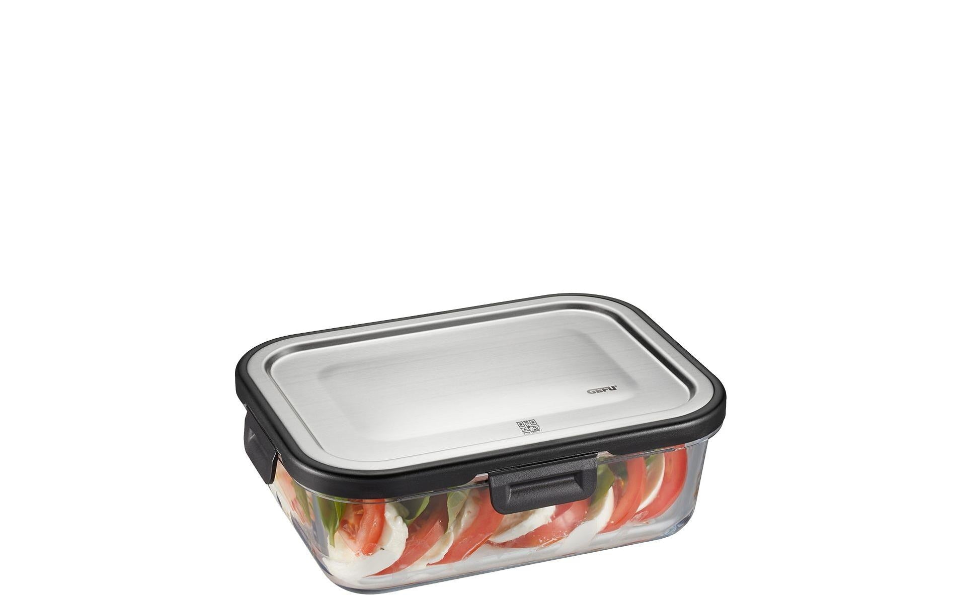 GEFU Vorratsdose 1 l, 15,6 × 20,8 × 7 cm, Glas (Borosilikat), Schwarz