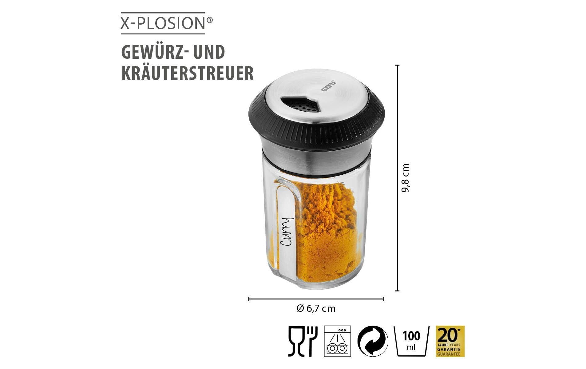 GEFU Streudose Ø 6,7 × 9,8 cm, Glas, Schwarz