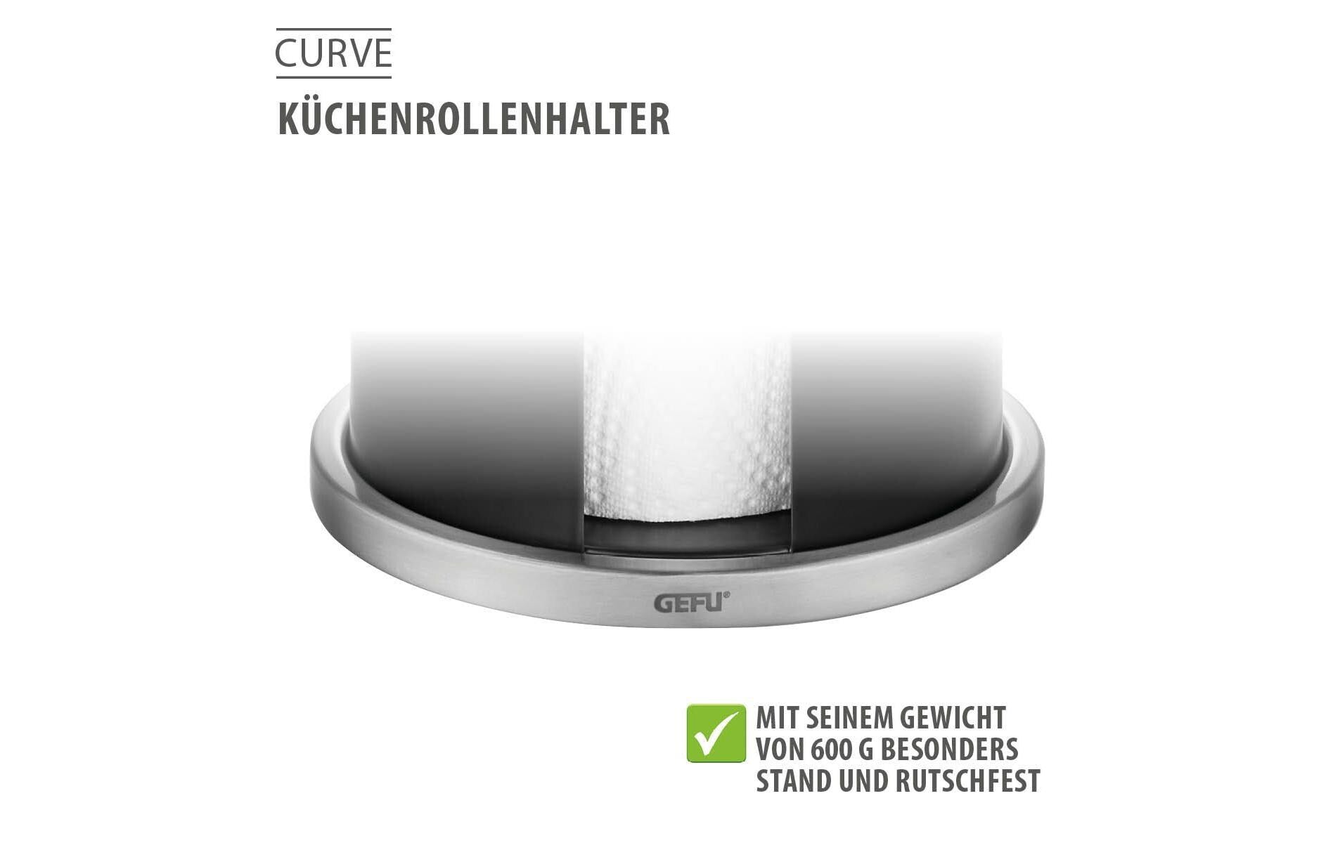 GEFU Küchenrollenhalter Edelstahl, 13 × 13 × 30 cm, schwarz
