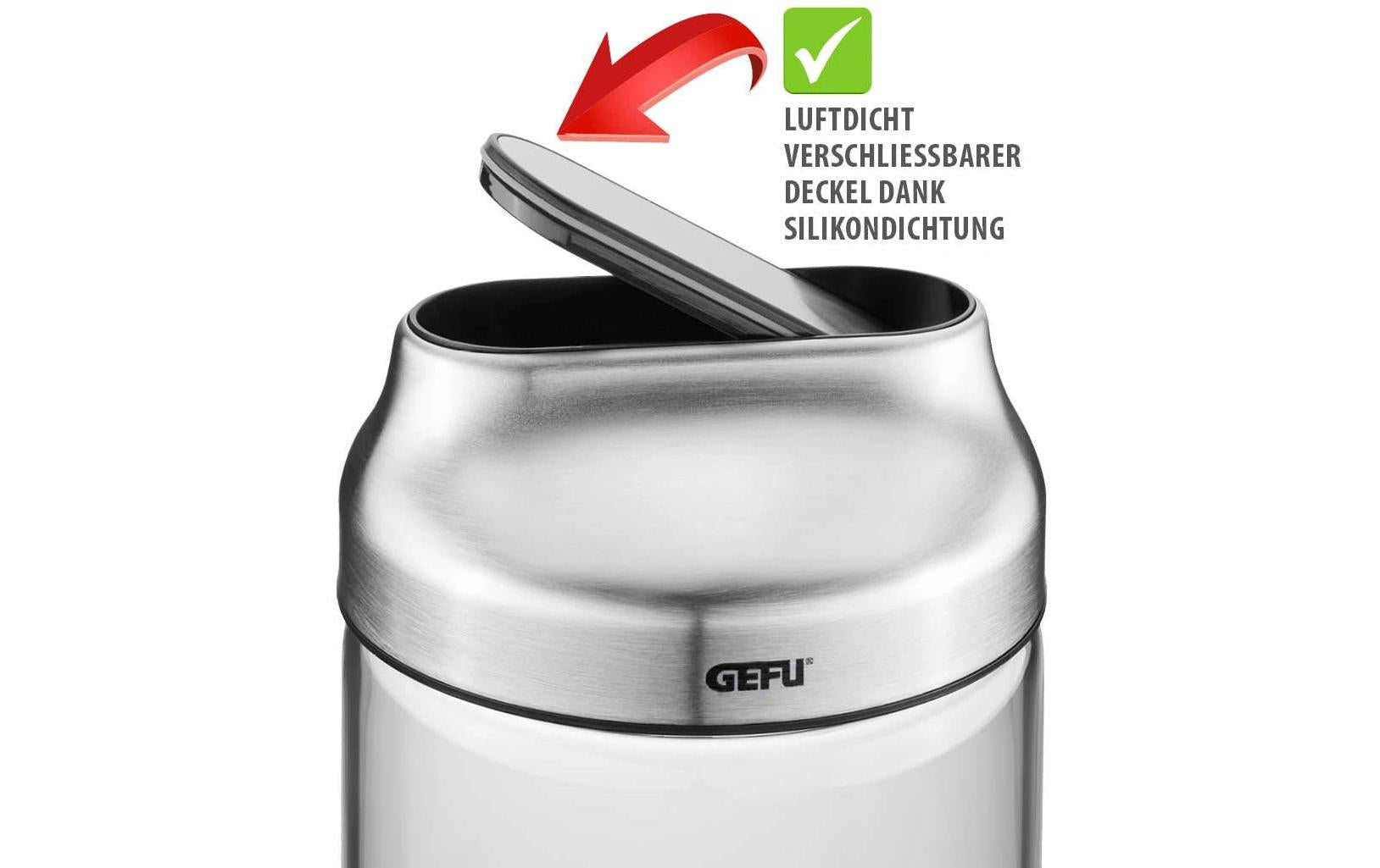 GEFU Vorratsdose 700 ml, Ø 10 × 17,4 cm, Borosilikatglas/Edelstahl, transparent