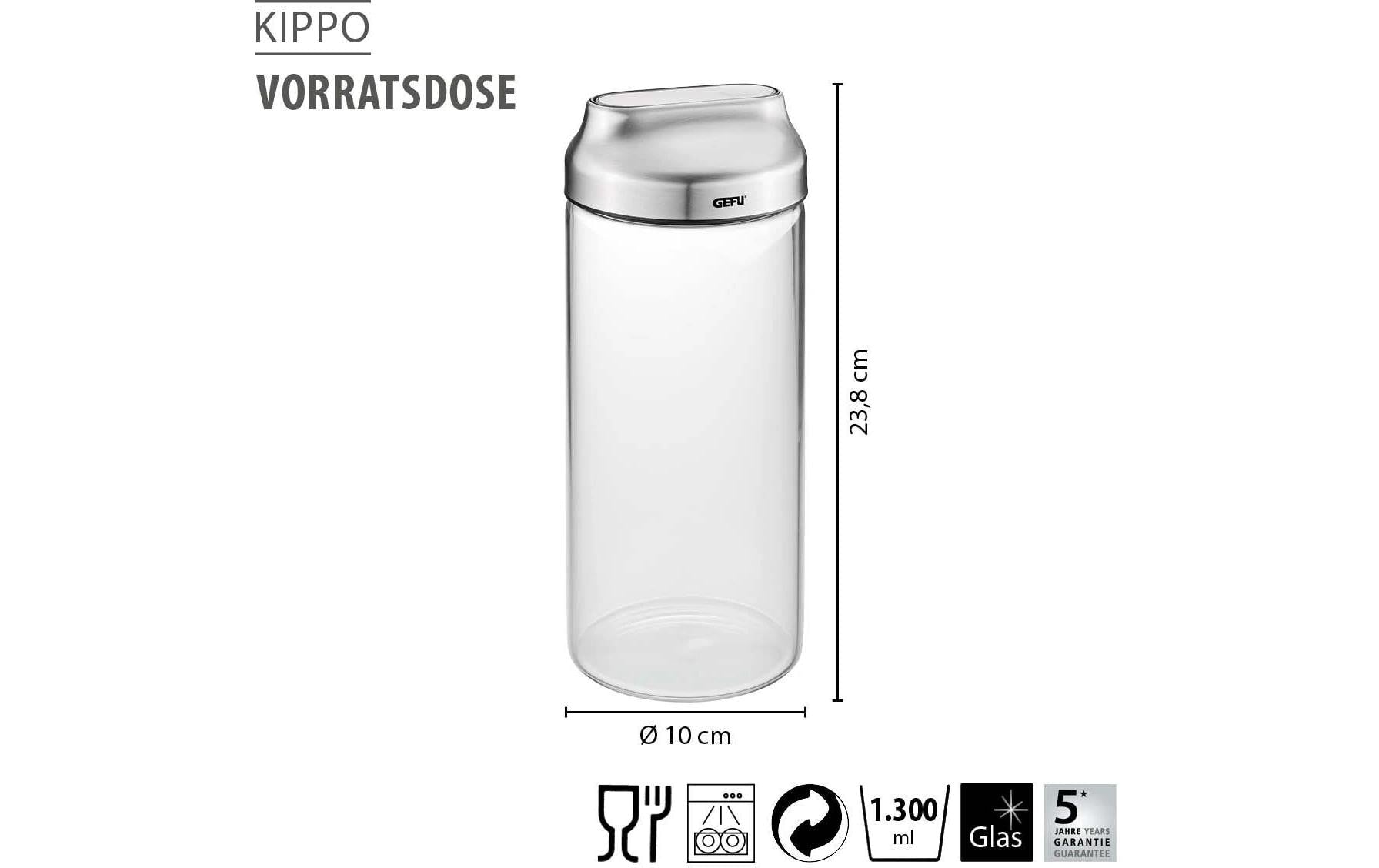 GEFU Vorratsdose 1,3 l, Ø 10 × 23,8 cm, Glas (Borosilikat)/Edelstahl, transparent