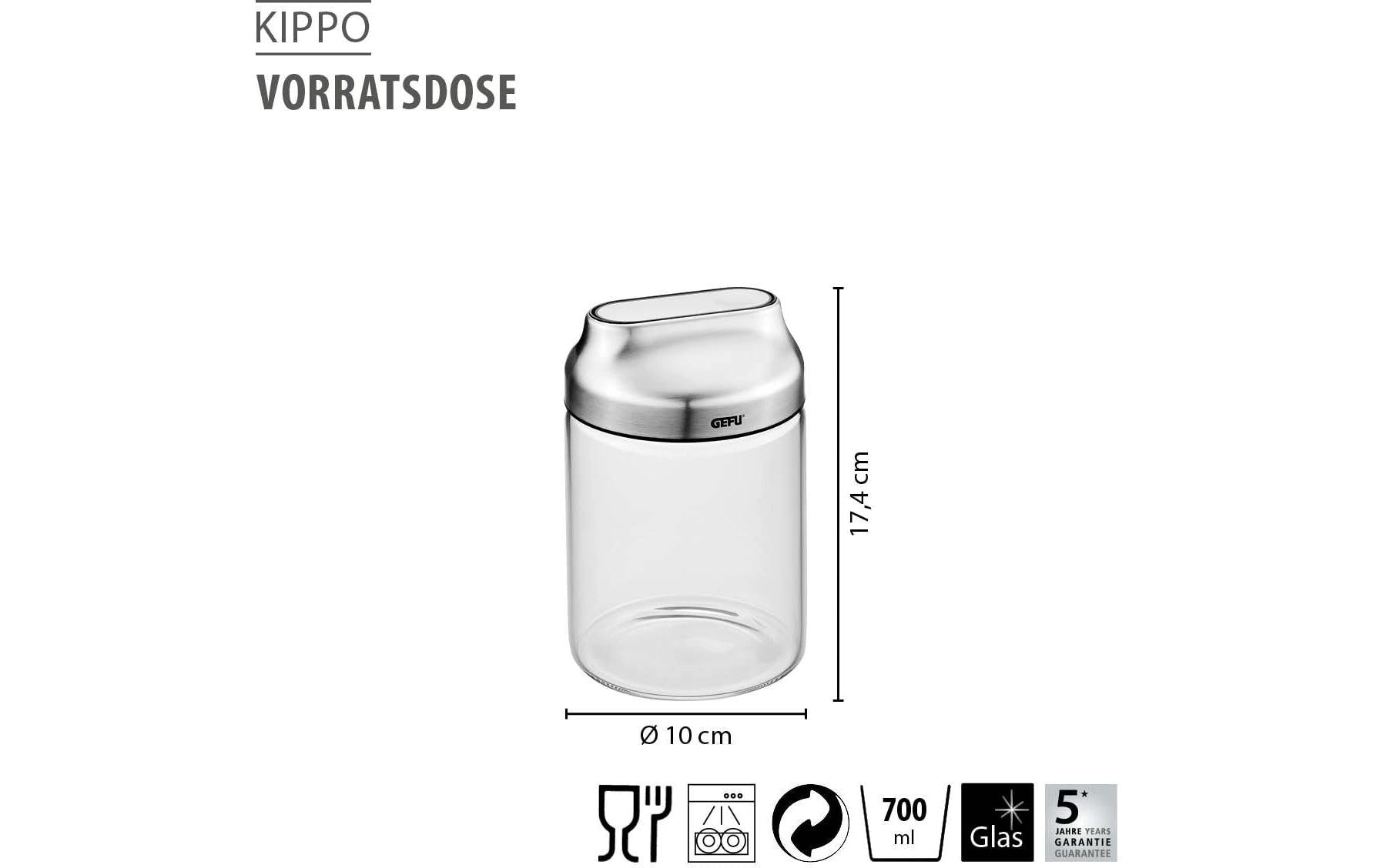 GEFU Vorratsdose 700 ml, Ø 10 × 17,4 cm, Borosilikatglas/Edelstahl, transparent