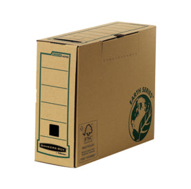 Fellowes BankersBox Earth Archivschachtel – für A4, Rücken 103 mm, mit Griffloch, mit Klappe, braun, Karton