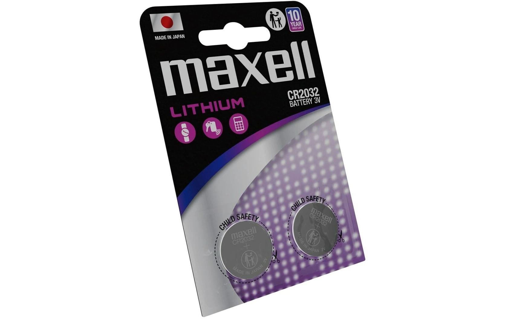 Maxell Knopfzellen CR2032, Lithium-Mangandioxid, 3 V – 2 Stk.