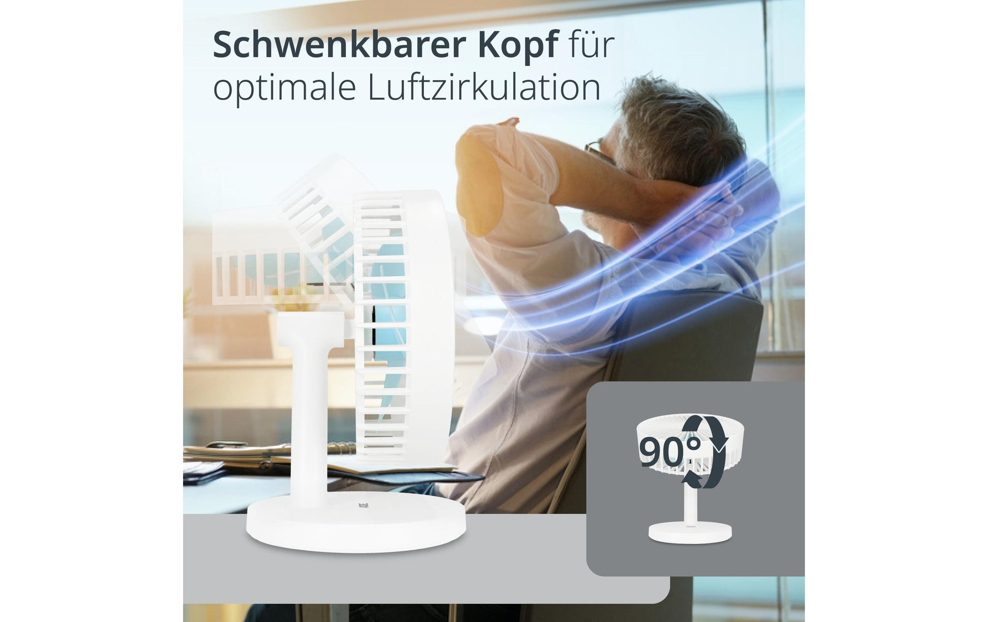 ADE USB-Tischventilator VT2302-2 – 18 cm, 3 Stufen, 22 dB, Weiss