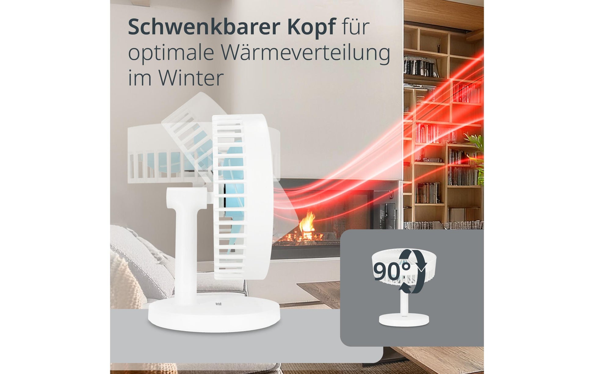 ADE USB-Tischventilator VT2302-2 – 18 cm, 3 Stufen, 22 dB, Weiss
