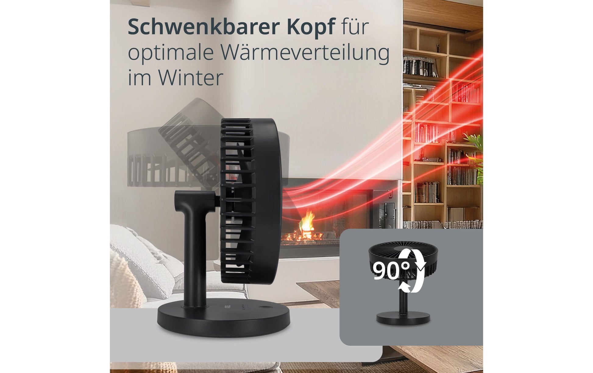 ADE USB-Tischventilator – 18 cm, 3 Stufen, 22 dB, Anthrazit