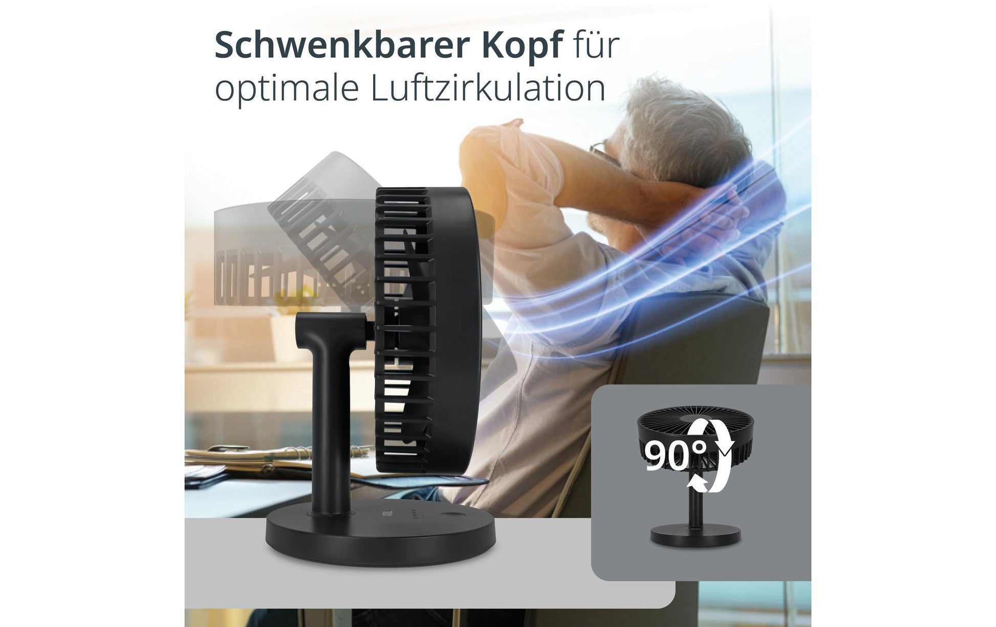 ADE USB-Tischventilator – 18 cm, 3 Stufen, 22 dB, Anthrazit