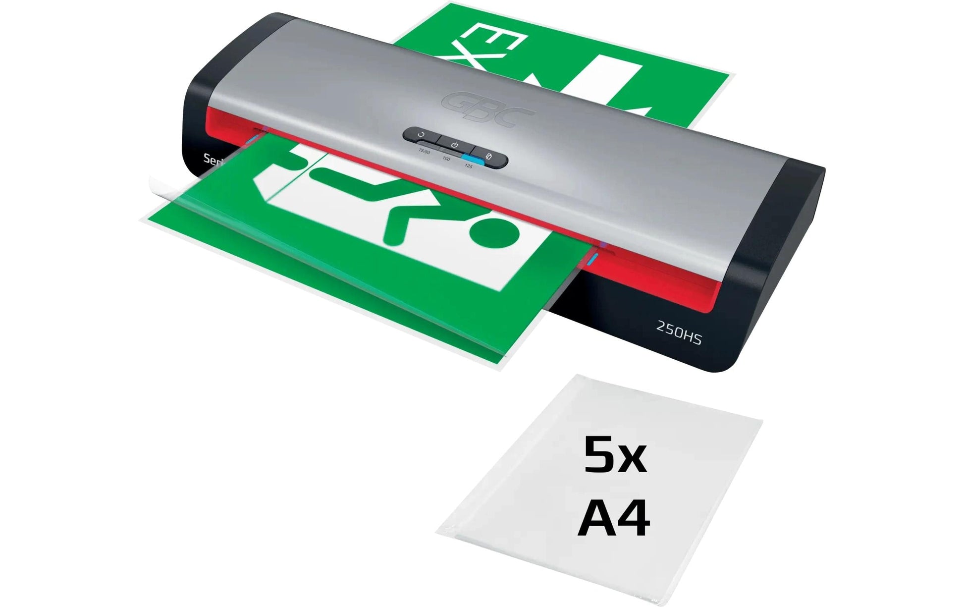 GBC 250HS Laminiergerät A3 – 2-Rollen, 75–125 µm, Aufheizzeit 1 Min., 500 mm/min, Silber