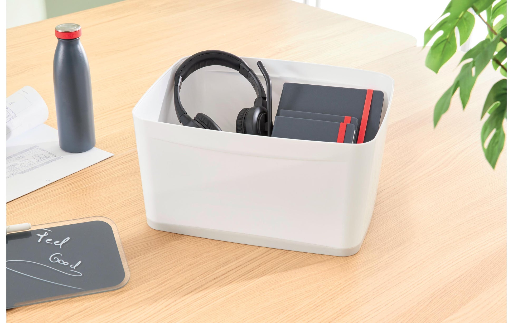 Leitz Aufbewahrungsbox MyBox – ABS-Kunststoff, weiss/grau, 31,8 × 19,8 × 38,5 cm