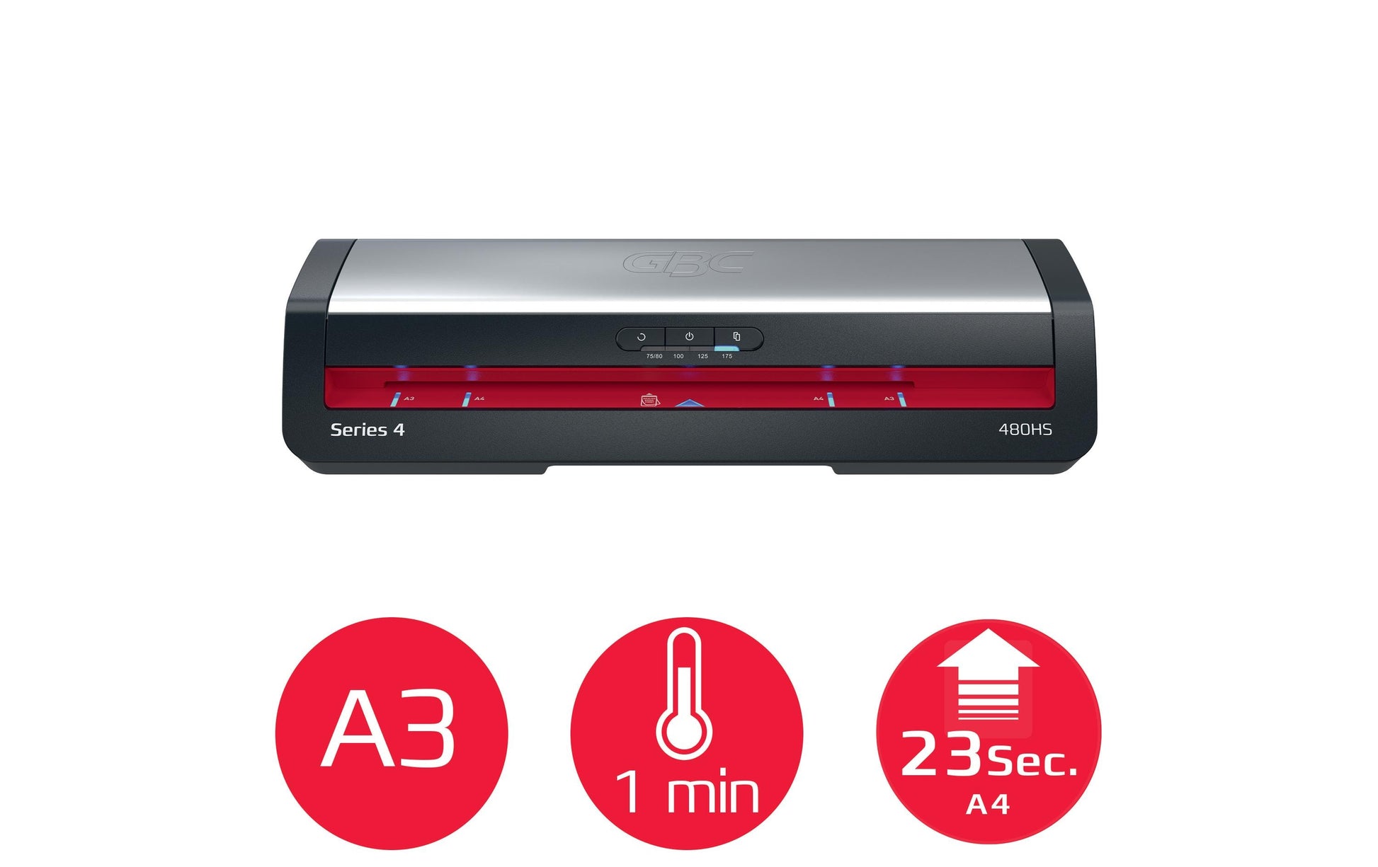 GBC 480HS Laminiergerät A3 – 2-Rollen, 175 µm, Kaltlamination, Aufheizzeit 1 Min., Silber