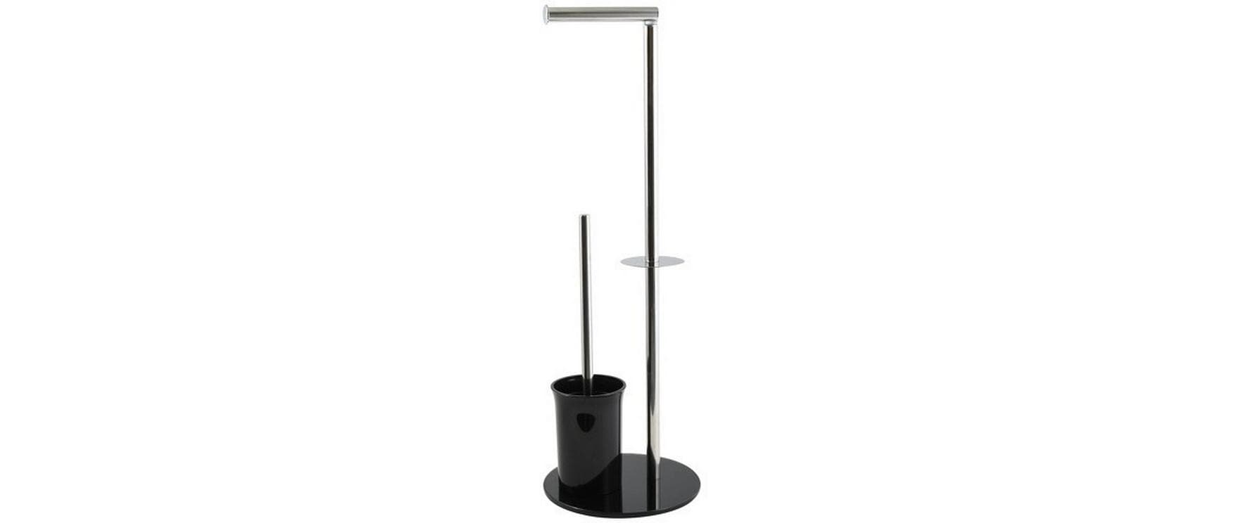 MSV WC-Bürstenset – Glas, Edelstahl, Schwarz, mit Deckel, H 14 cm