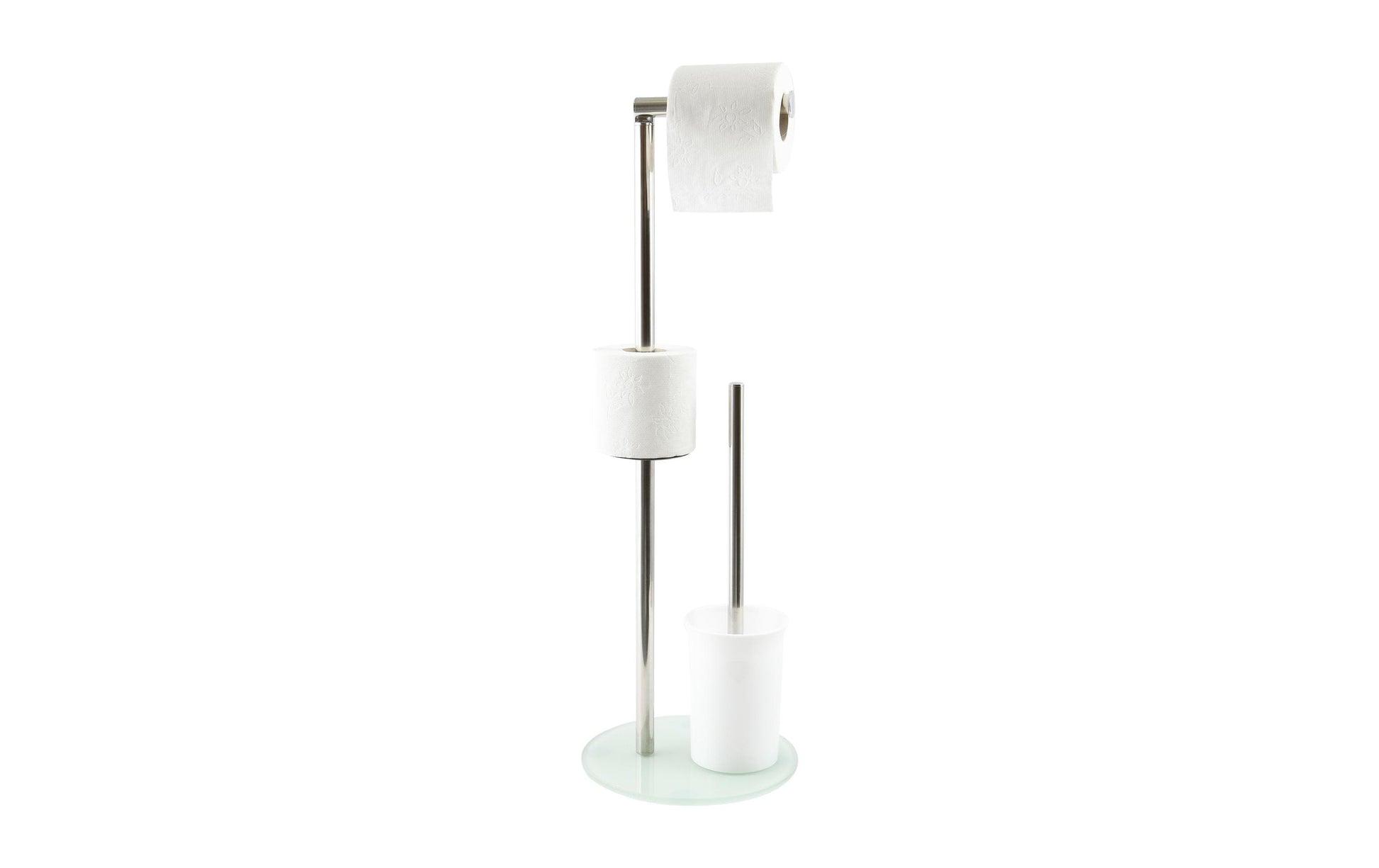 MSV 141341 – WC-Bürstenset – Glas, Edelstahl, Weiss, mit Deckel, H 66 cm