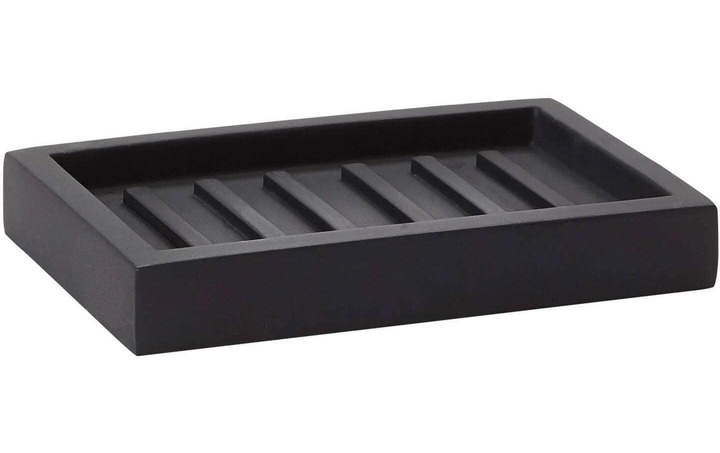 Aquanova Seifenschale Moon – Polyresin, 13,5×8,8×2 cm, Schwarz (rechteckig)