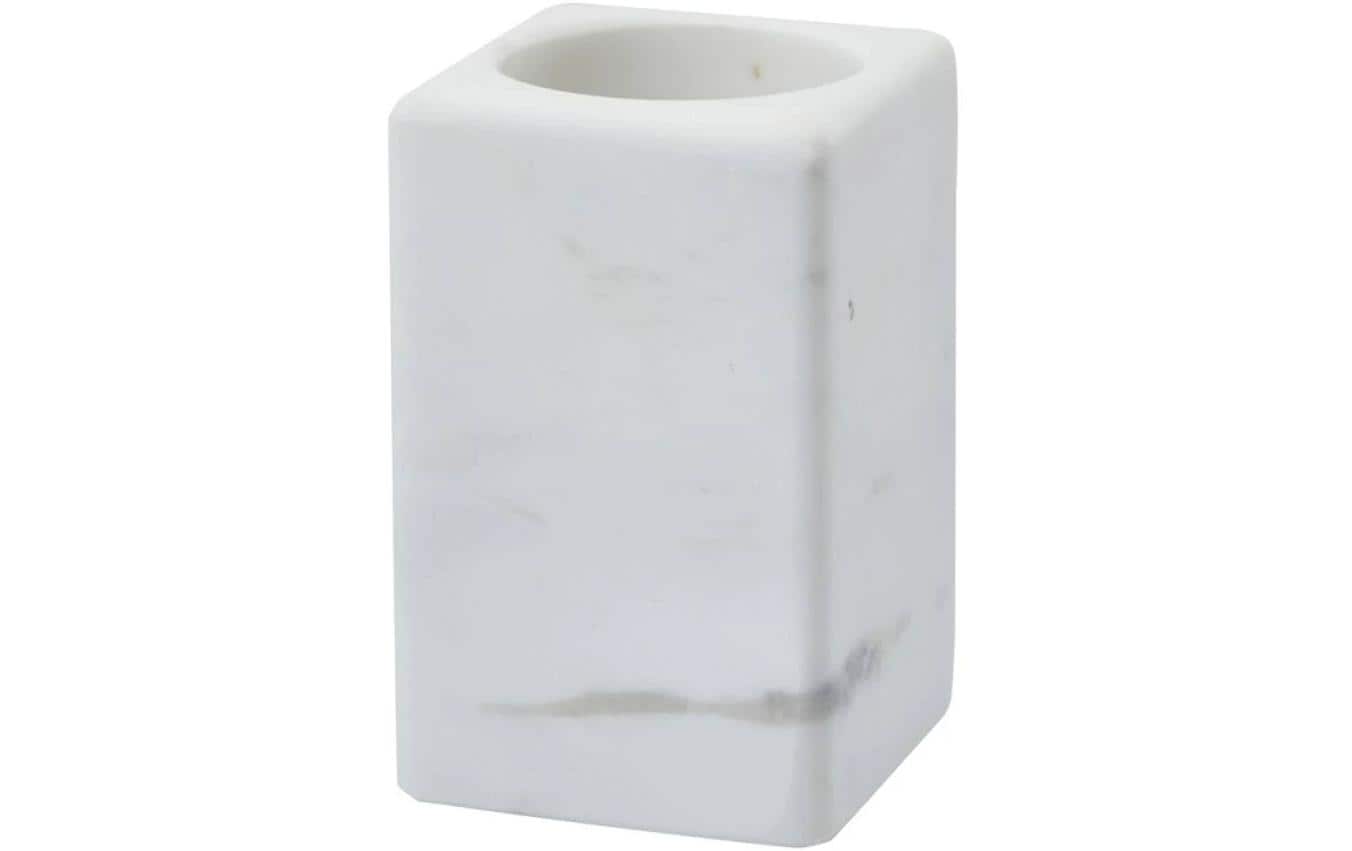 Aquanova Zahnbürstenhalter Hammam – Marmor, 6,7×6,7×10,5 cm, Weiss