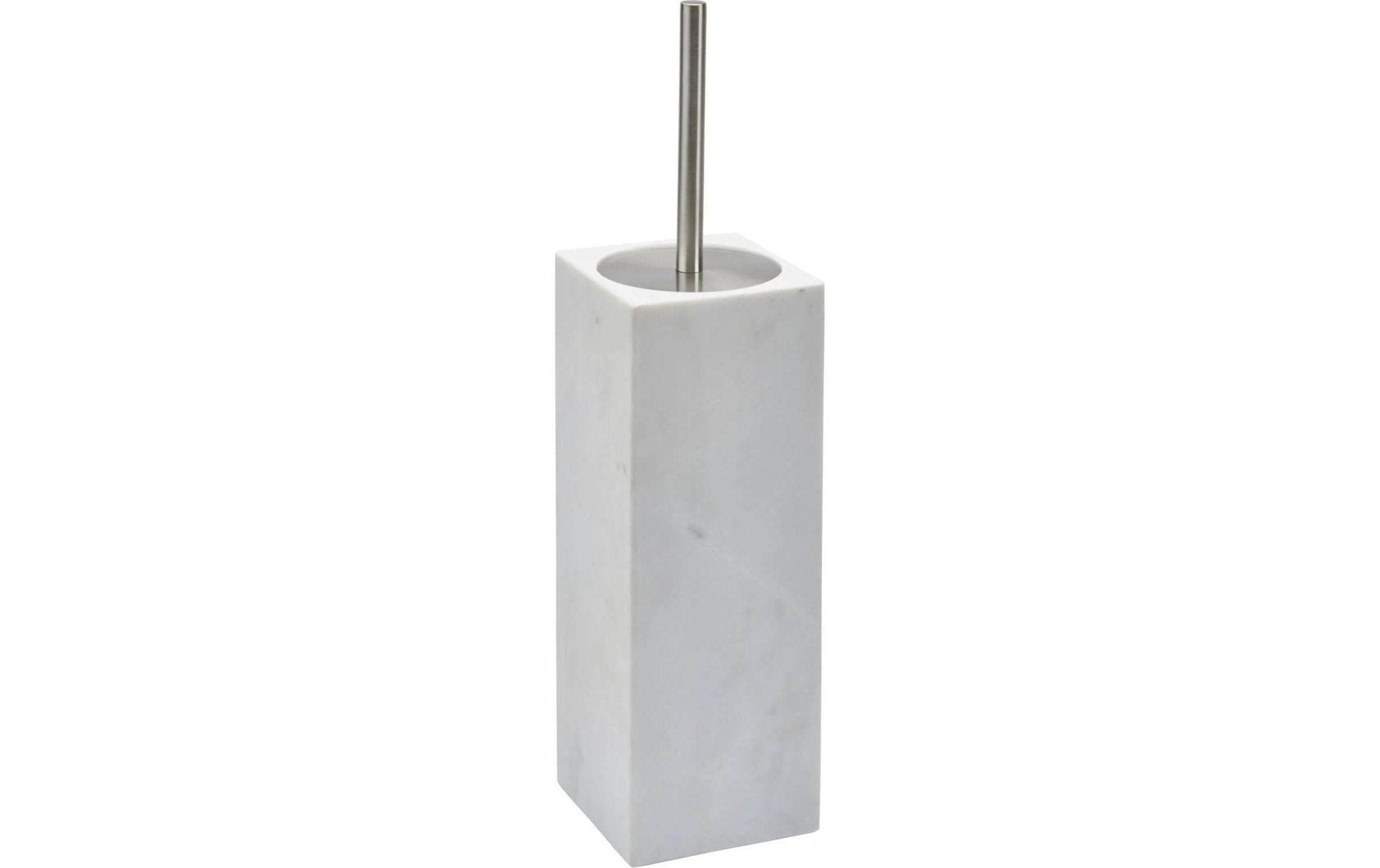Aquanova Hammam – WC-Bürstenhalter – Naturstein, Edelstahl, Weiss, 9,5 × 9,5 × 39 cm