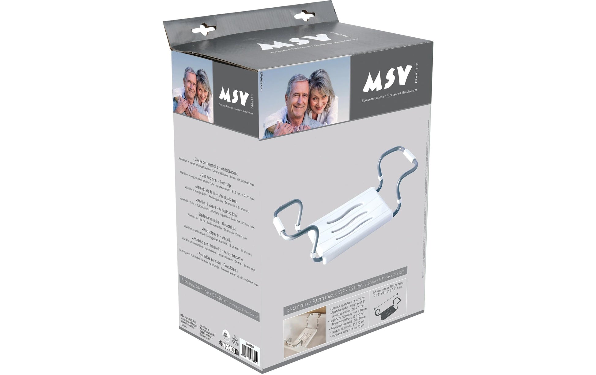 MSV Badewannensitz – 70×18,7×26,1 cm, Aluminium/Polypropylen, 120 kg, Weiss