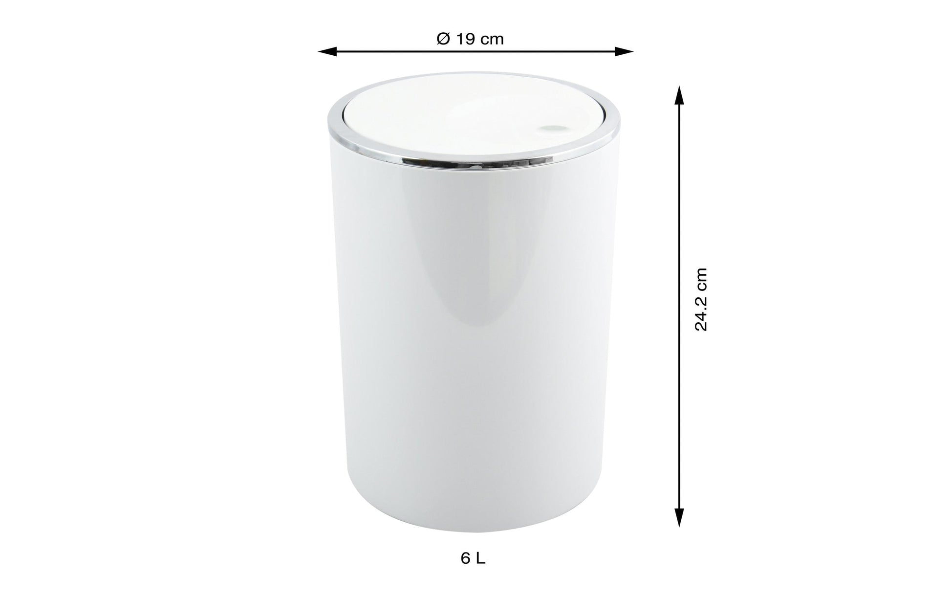 MSV Tisch-Abfallbehälter Kamaka – 6 l, mit Deckel – Kunststoff, weiss – Ø 190 × H 242 mm